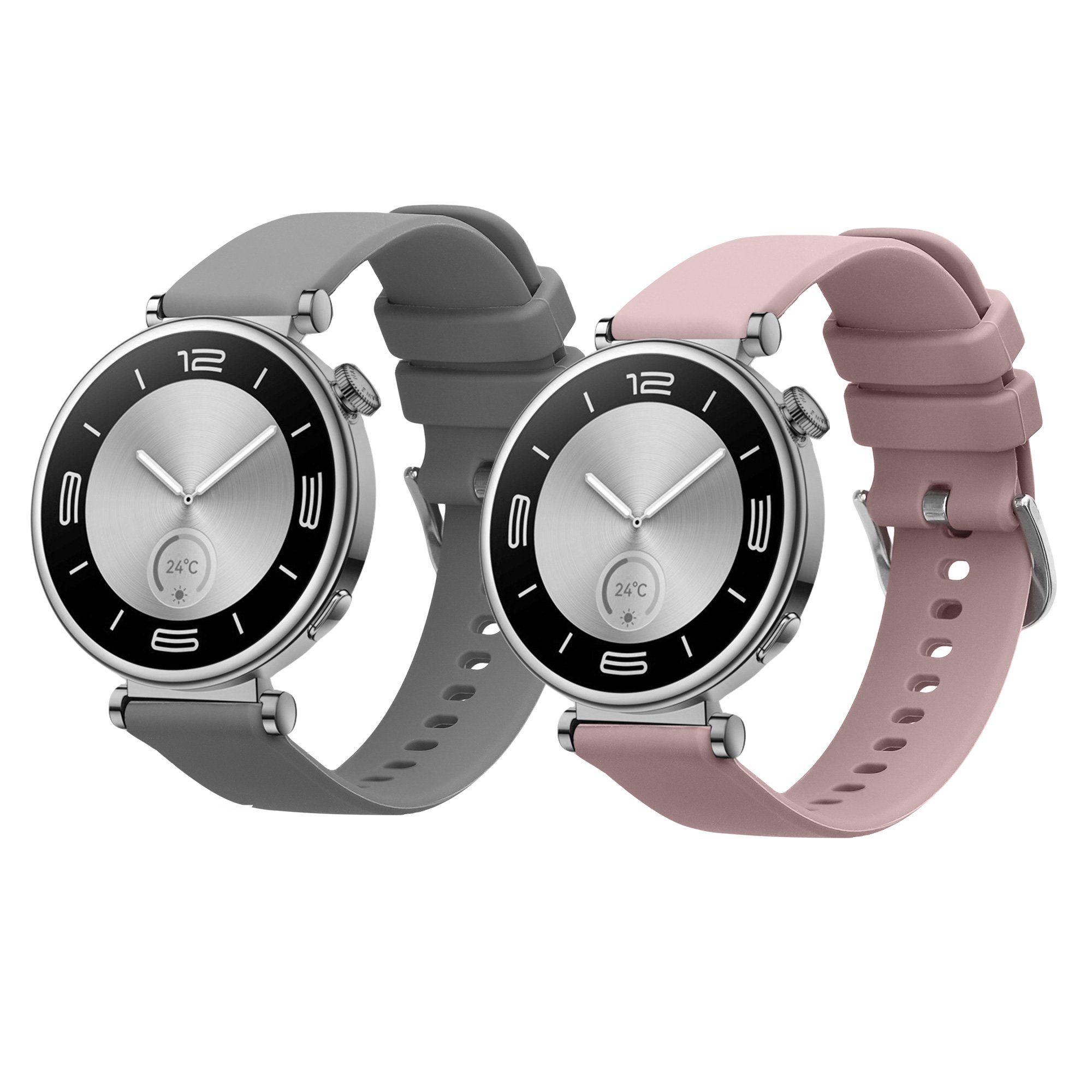 kwmobile 2x Uhrenarmband für Huawei Watch GT5 41mm / GT5 Pro 42mm / Watch GT4 Smartwatch, 2-tlg., Fitnesstracker Band Set aus TPU Silikon - Ersatzarmband Smartwatch