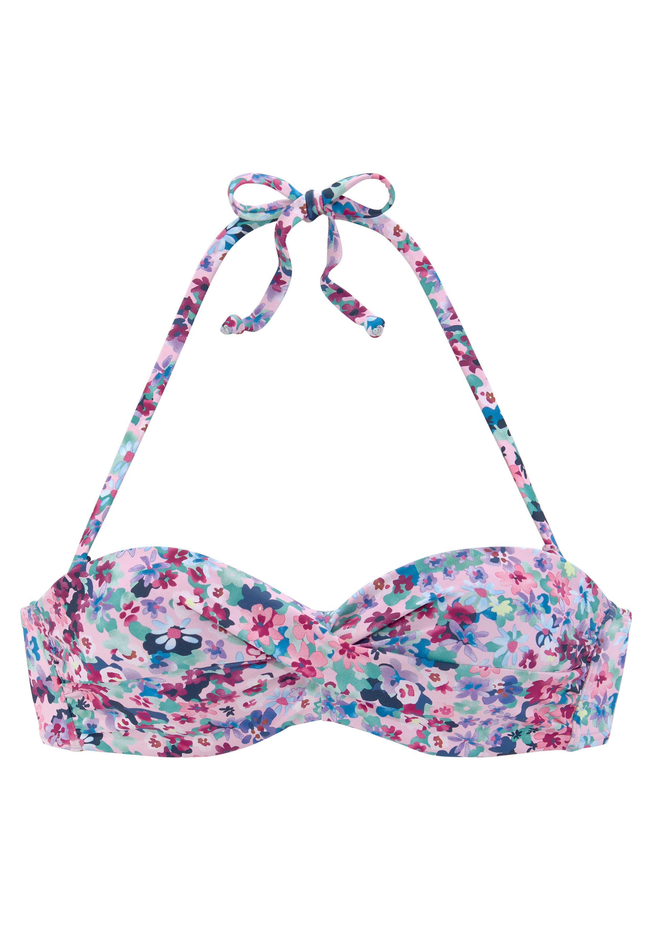 s.Oliver Bügel-Bandeau-Bikini-Top Scatter, florales Design, wattierte günstig online kaufen