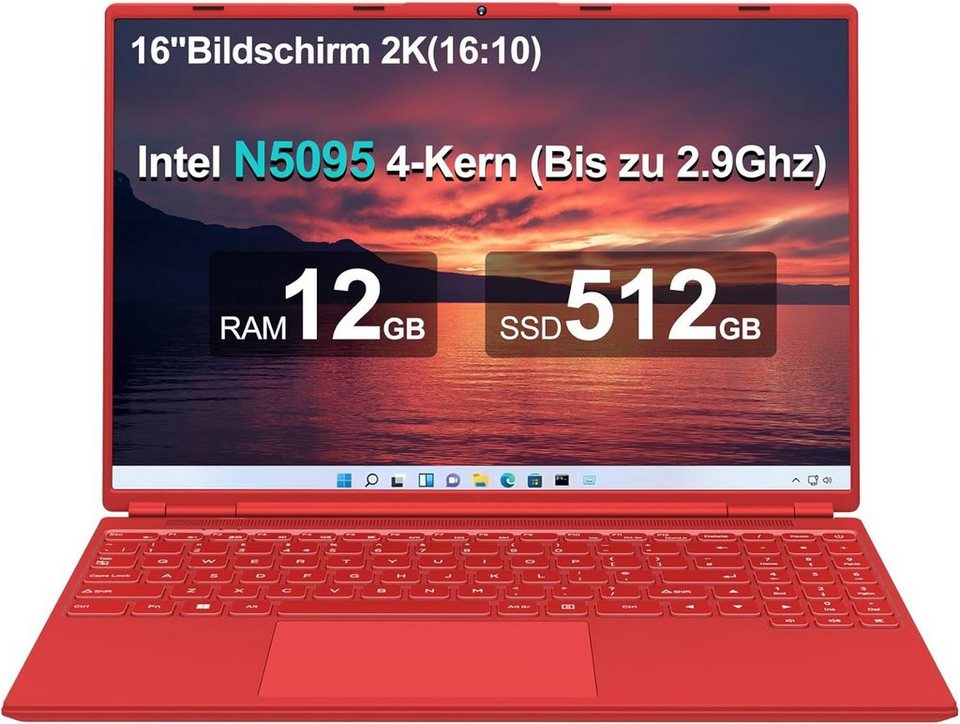 A6 FHD AOCWEI (Intel N5095, GHz schnellen) Darstellung beeindruckende Speicherplatz Celeron UHD 2,9 bieten Notebook GB 512 SSD, 600,