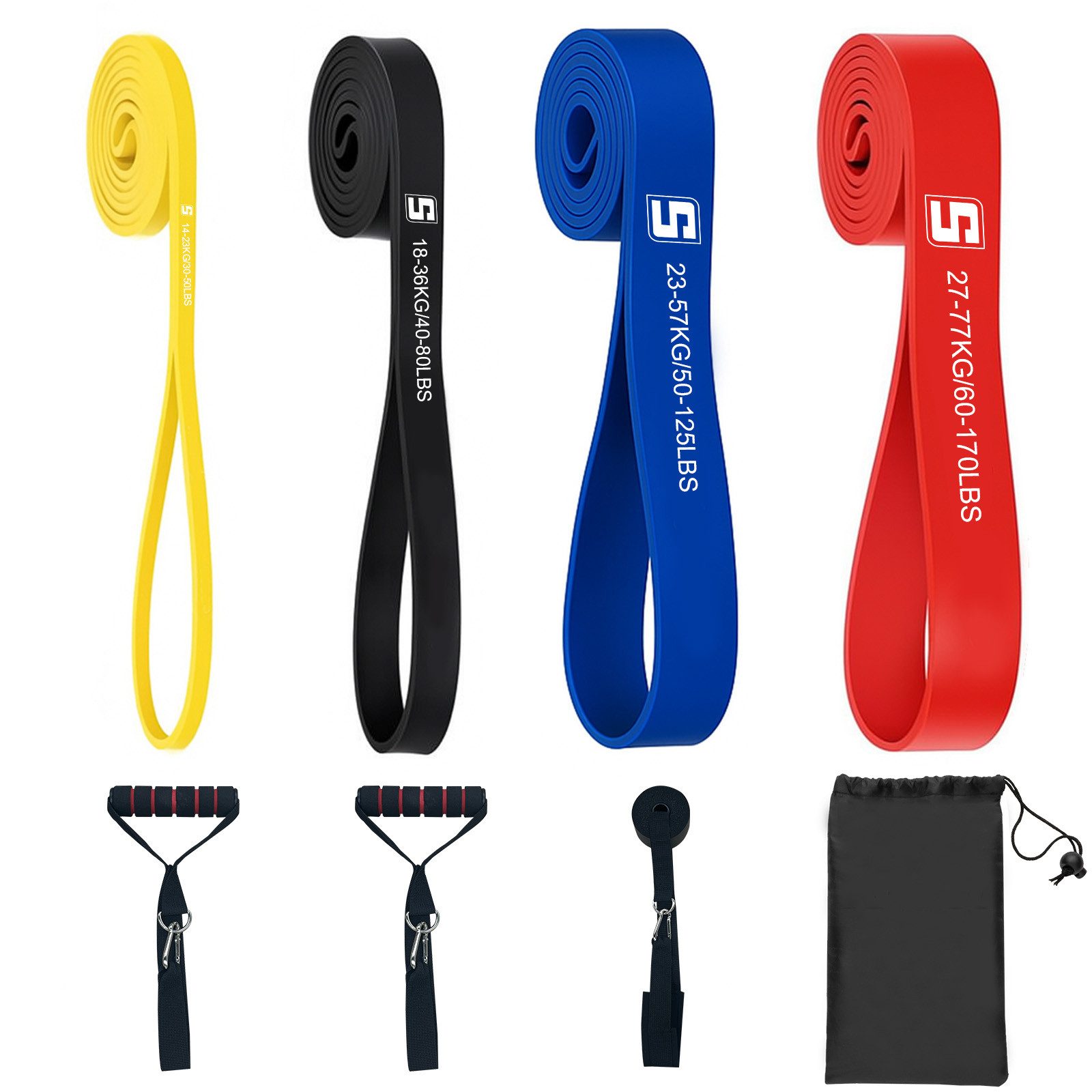 Comfy Mate Trainingsbänder Fitnessbänder Set mit 4 Widerstandsstufen, Türanker & Griffen, für Krafttraining und Yoga