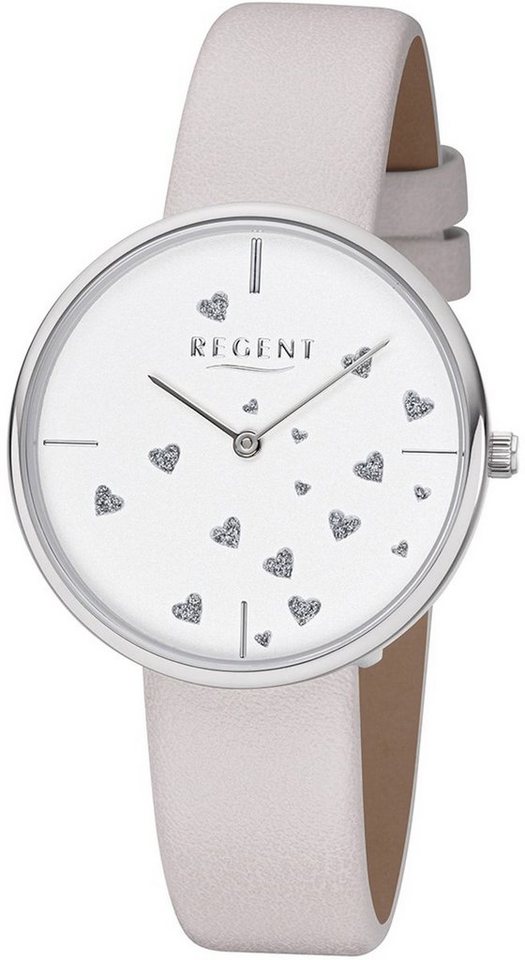 Regent Quarzuhr Regent Damen Uhr BA-606 Leder Armbanduhr, Damen Armbanduhr  rund, mittel (ca. 36mm), Lederarmband