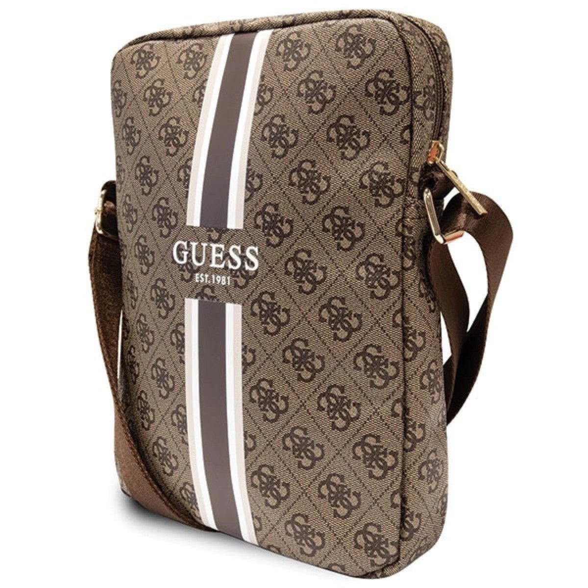 Guess Umhängetasche 4G Stripes Umhängetasche 10 Zoll - Tablet-Tasche in Braun (1-tlg)