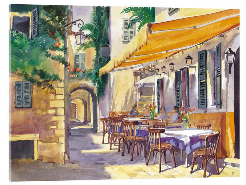 Posterlounge Acrylglasbild Paul Simmons, Café in der Provence, Mediterran Malerei
