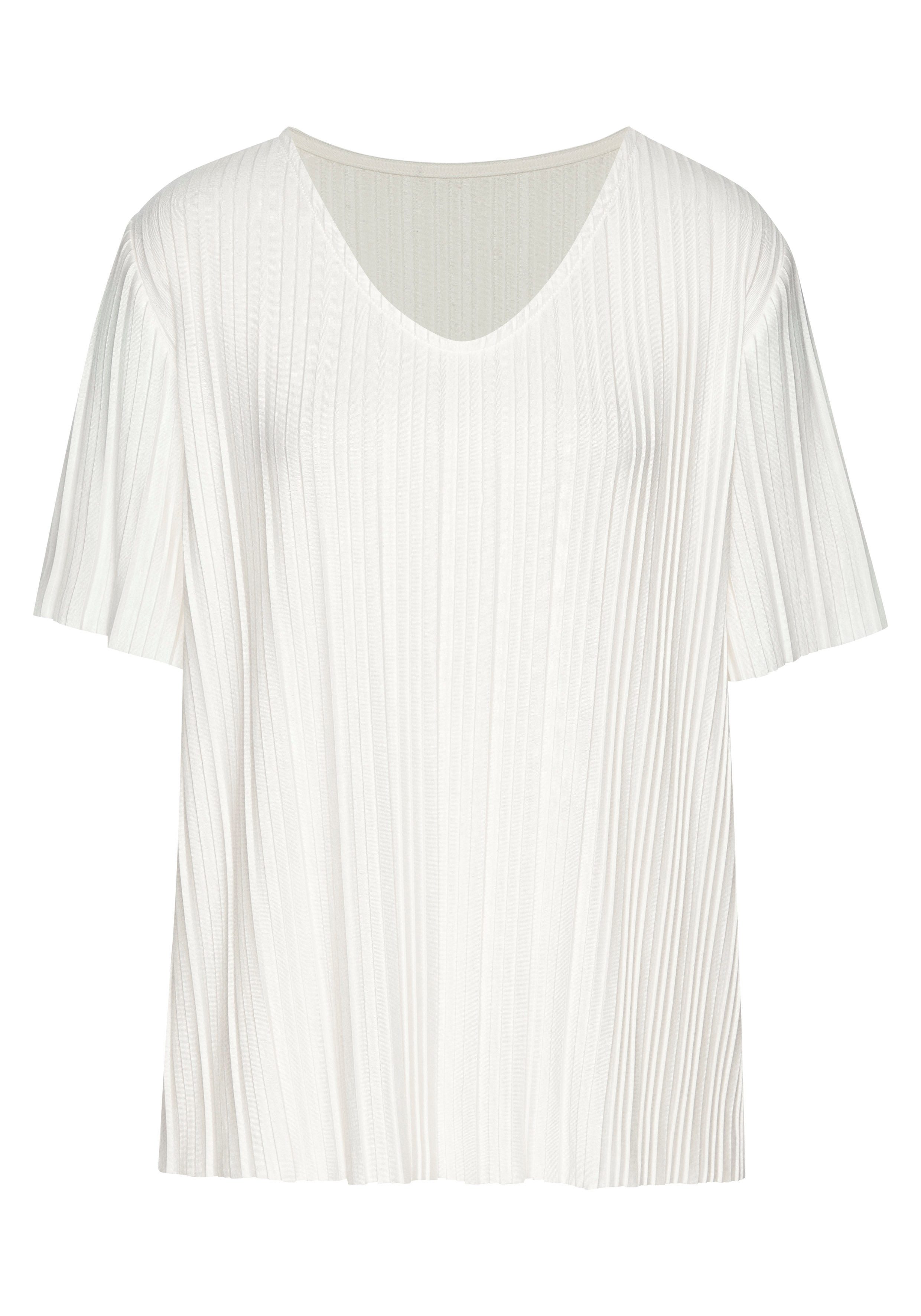 LASCANA Plisseeshirt Angenehme Viskose-Mischqualität