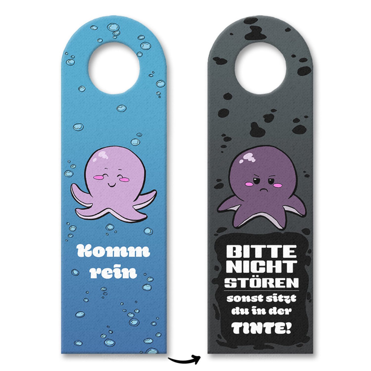 Dekohänger Bitte nicht stören - komm rein Türhänger mit Tintenfisch Motiv