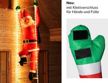 monzana Weihnachtsmann, LED Leiter XXL 240cm für In-/Outdoor 8 Leuchtfunktionen Santa Claus