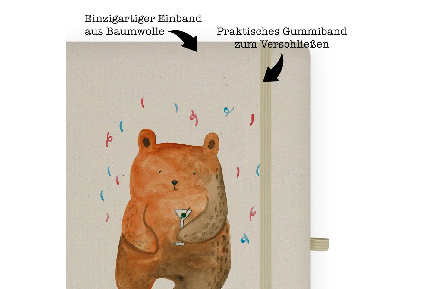 Thumbnail - Mr. & Mrs. Panda Notizbuch Bär Party - Transparent - Geschenk, DIN A4 Notizbuch Für Lehrer, DIN Mr. & Mrs. Panda, Premiu...