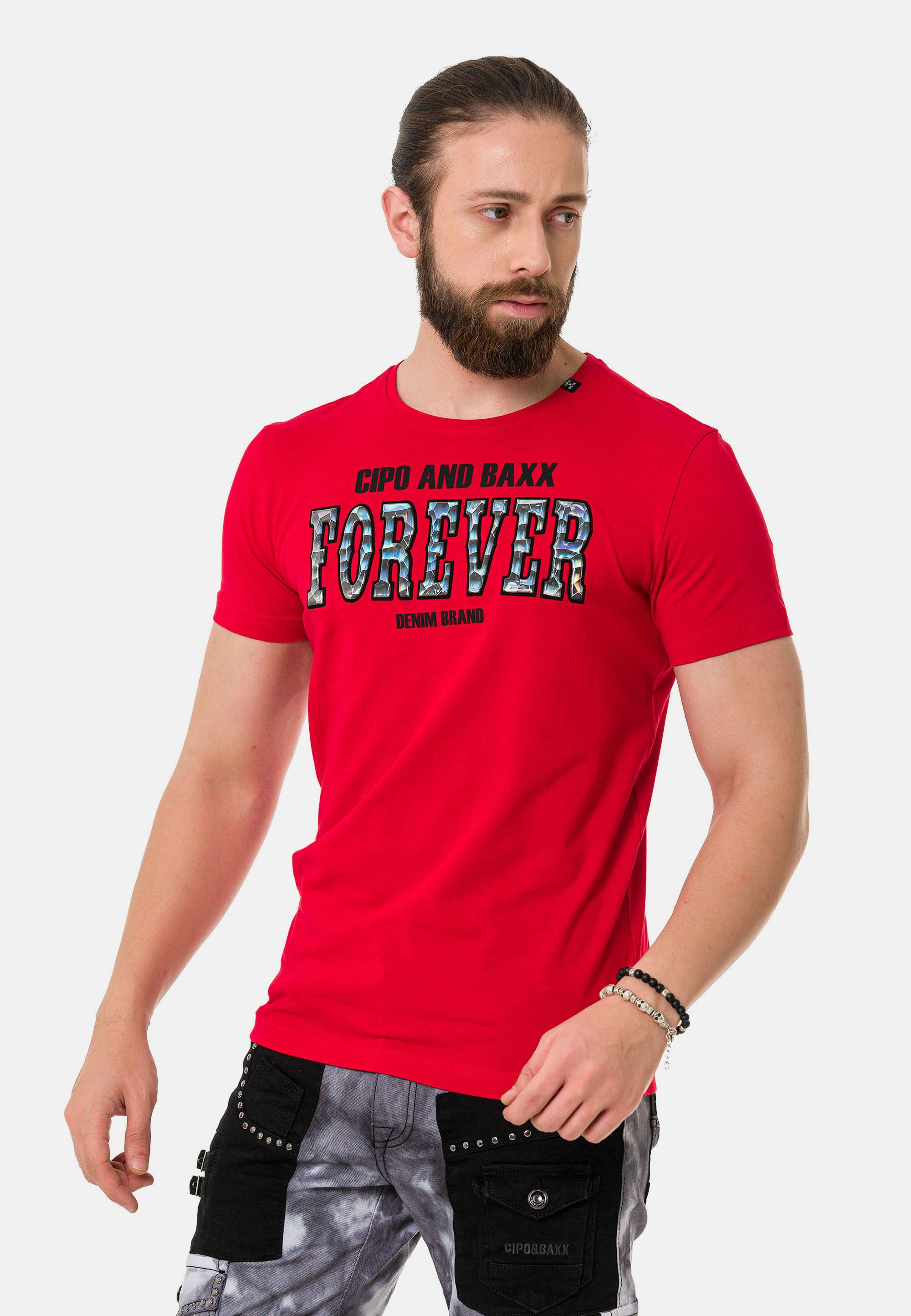 Cipo & Baxx T-Shirt T-Shirt mit Rundhals-Ausschnitt