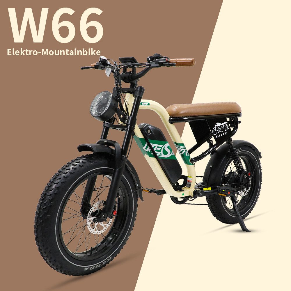 Vankel E-Bike Trekkingrad W66 herren Elektrofahrrad 648WH cityrad 20×4.0 Zoll damen 13.5AH 65Nm, Kettenschaltung, Heckmotor, 648 Wh, Retro E-Fatbike mit hydraulischen Scheibenbremse