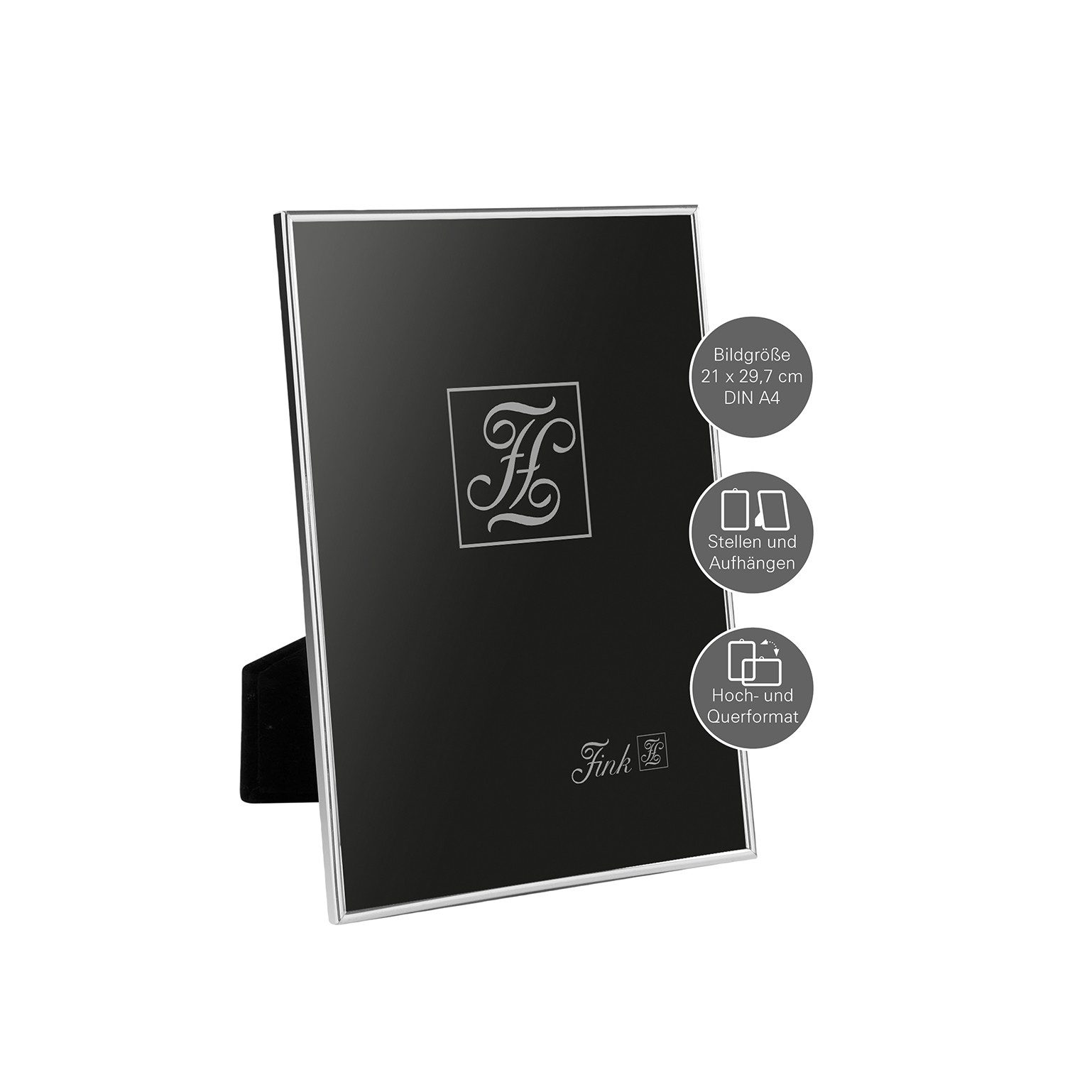 Fink Bilderrahmen NIKO Bilderrahmen A4 21x29,7 cm - silberfarben - Eisen/Glas/versilbert, für 1 Bilder (1 St), 1 Stück, Moderner Fotorahmen - Stilvoller Bildrahmen für Fotos und Bilder