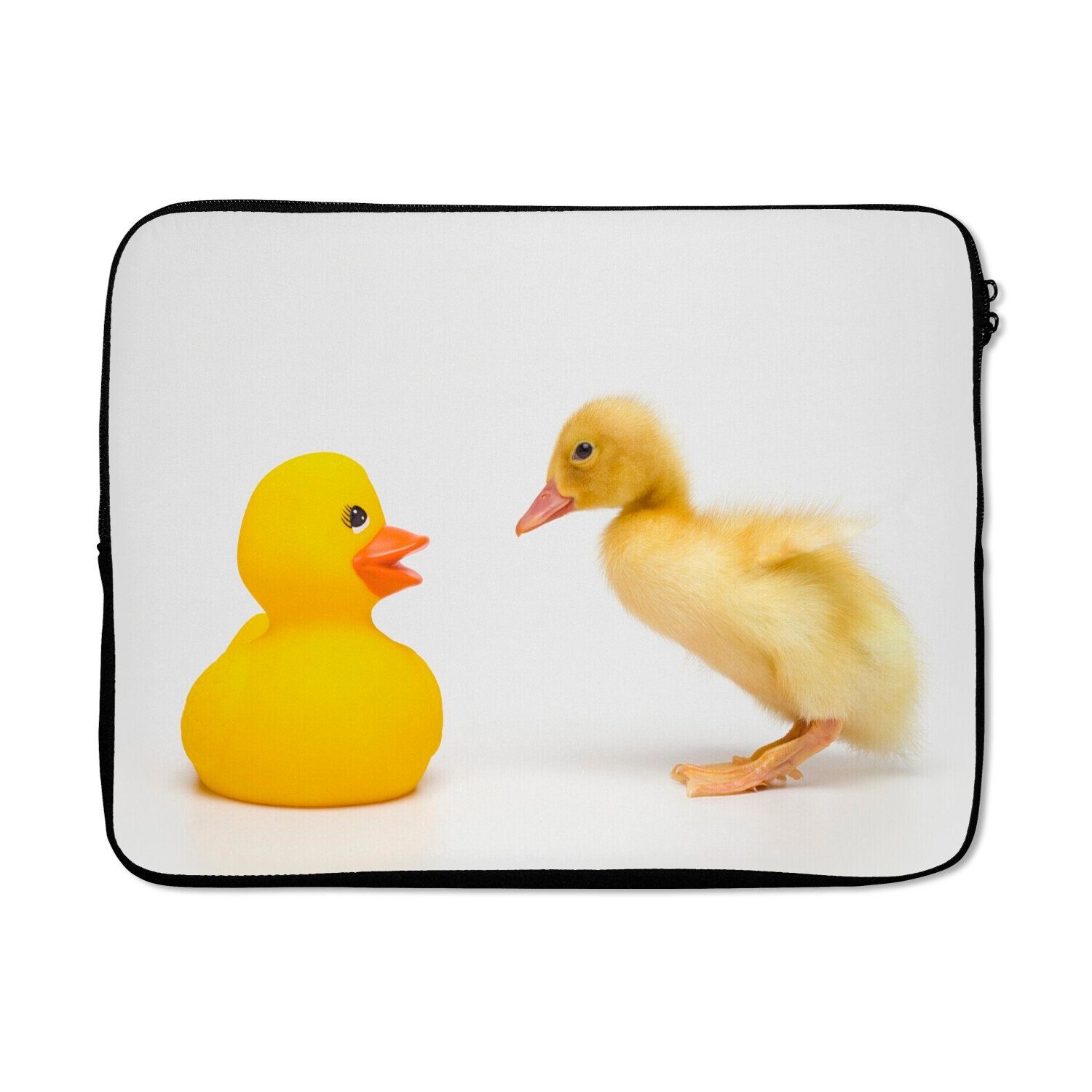 MuchoWow Laptop-Hülle Baby Ente mit Bad Ente auf weißem Hintergrund 17 Zoll, Laptopsleeve, weiches Innenfutter zum Schutz Kratzern, Laptoptasche