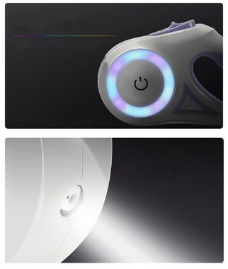 RAIKOU Hundeleine mit LED-Beleuchtung, Automatisch Einziehbare leuchtende Leine, (3m), 300cm, Grün/Lila/Orange