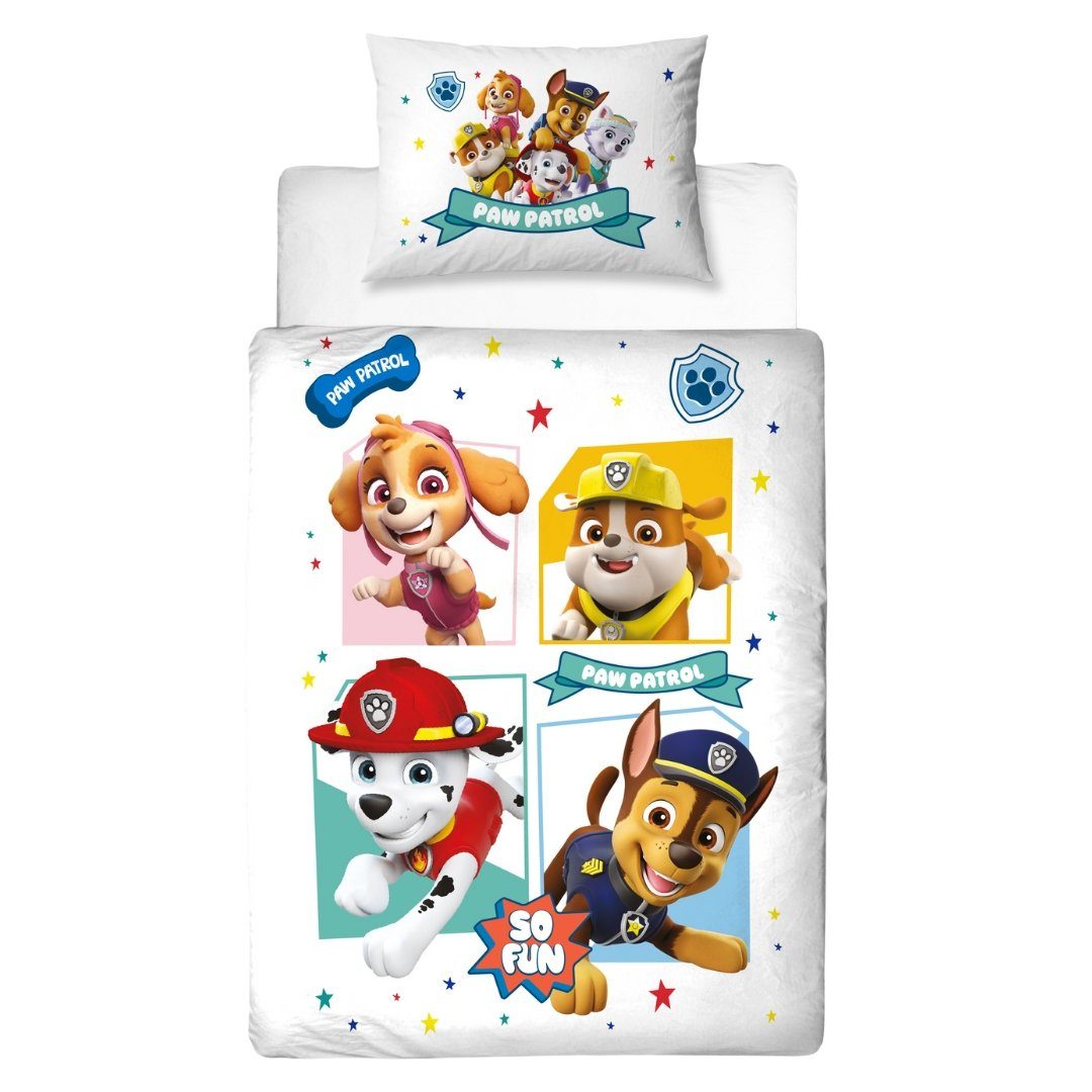 Kinderbettwäsche Paw Patrol 100x135 + 40x60 cm, 100 % Baumwolle, MTOnlinehandel, Renforcé, 2 teilig, Paw Patrol Bettwäsche für Kinder & Baby