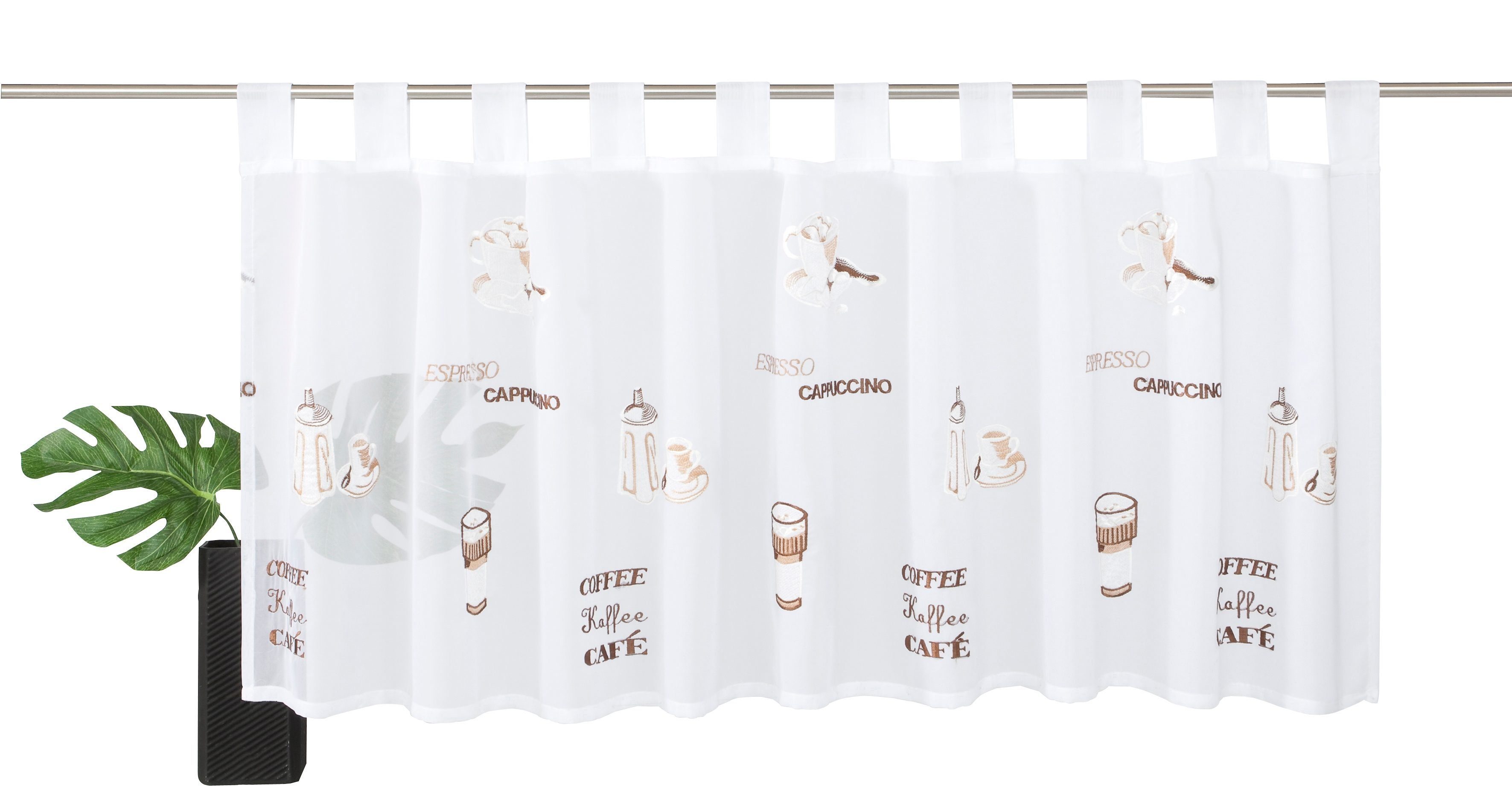 ELBERSDRUCKE Scheibengardine Espresso 06 braun-weiß (1 St), Schlaufen, transparent, Voile