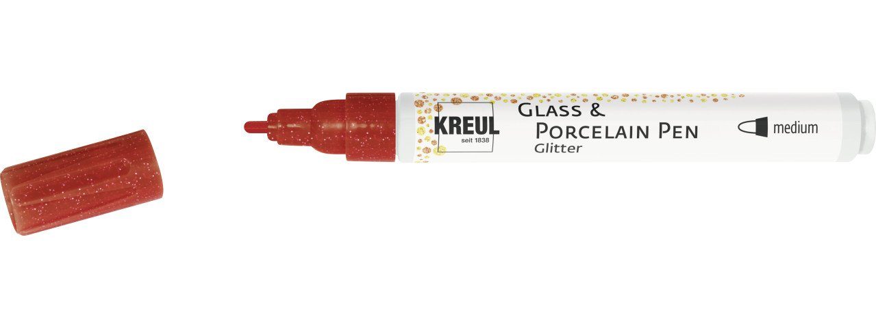 Kreul Künstlerstift Kreul Glass & Porcelain Pen Glitter karminrot, 1-3