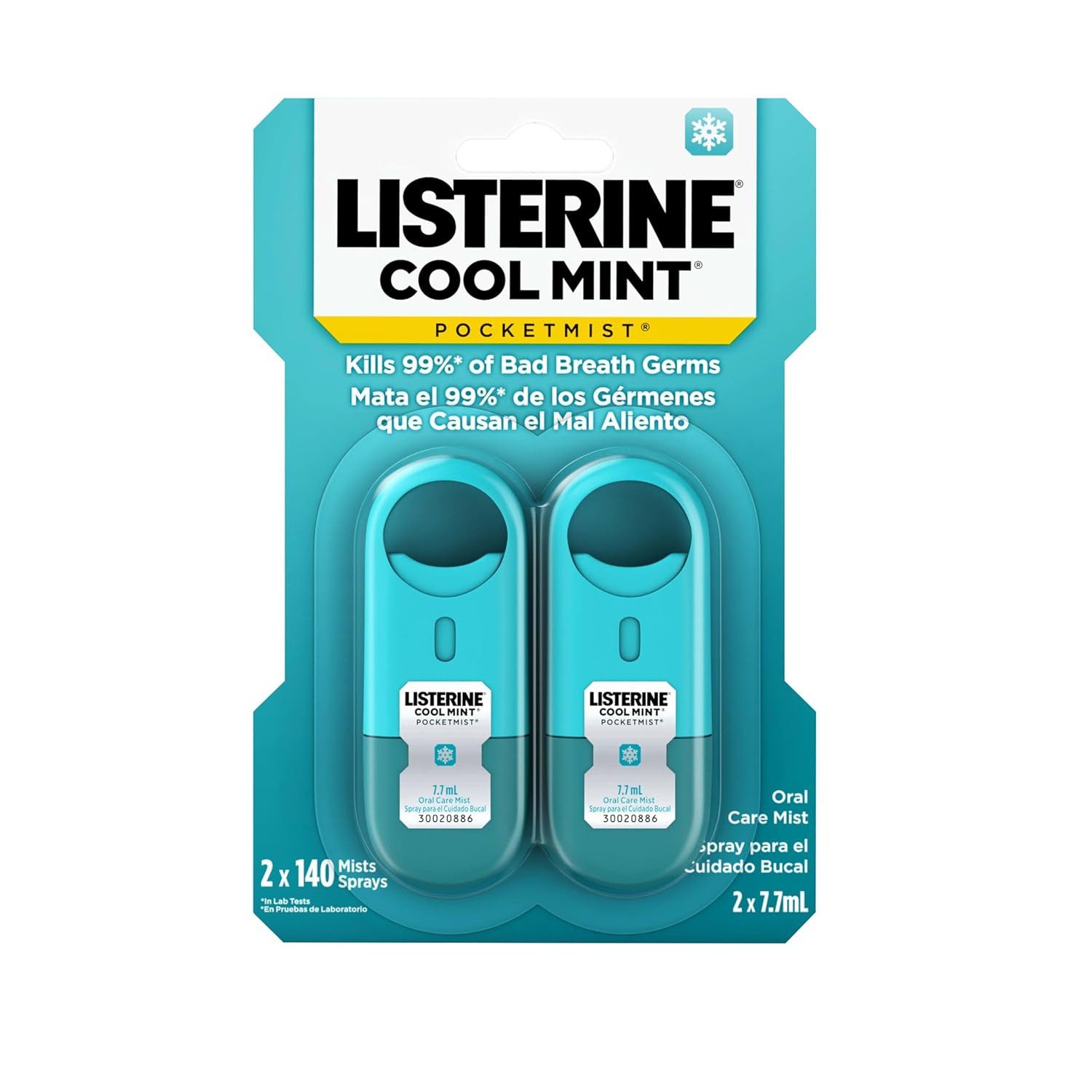 Listerine Mundspray Listerine Cool Mint Pocketmist-Spender für frischen Atem, (2 Stück(Produkt 1), 2-tlg) (Produkt 2)