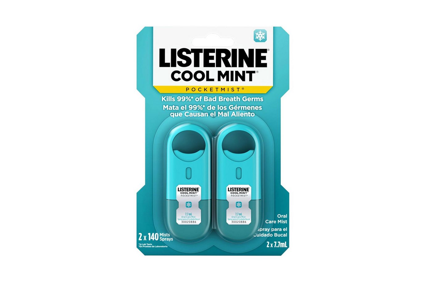 Listerine Mundspray Listerine Cool Mint Pocketmist-Spender für frischen Atem, (2 Stück(Produkt 1), 2-tlg) (Produkt 2)