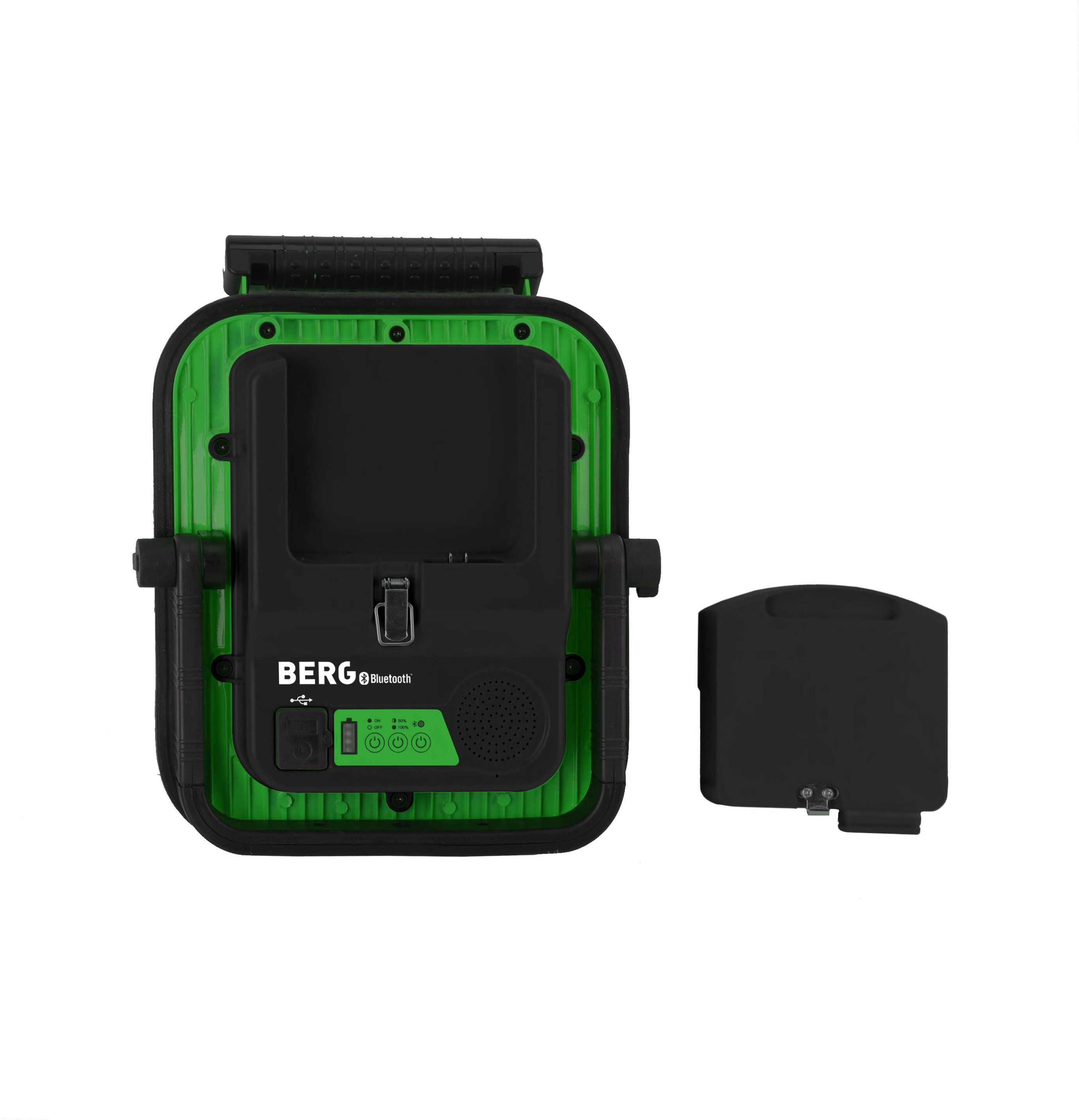 BERG TECTOOL Construction Spotlight LED SPOTLIGHT BCL SOUND LED 30 BATTERY-W - IP54 - BLUETOOTH SPEAKER, Integrated LED, 6500K, Dimmable, with Speaker, with USB Charging Port