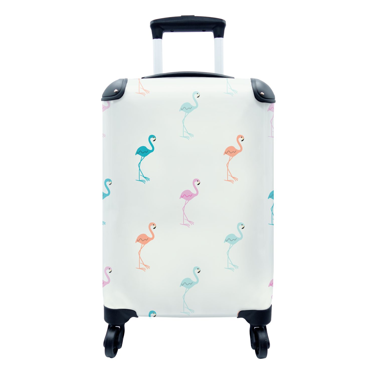 MuchoWow Handgepäckkoffer Muster - Dschungel - Flamingo - Pastell, 4 Rollen, Reisetasche mit rollen, Handgepäck für Ferien, Trolley, Reisekoffer