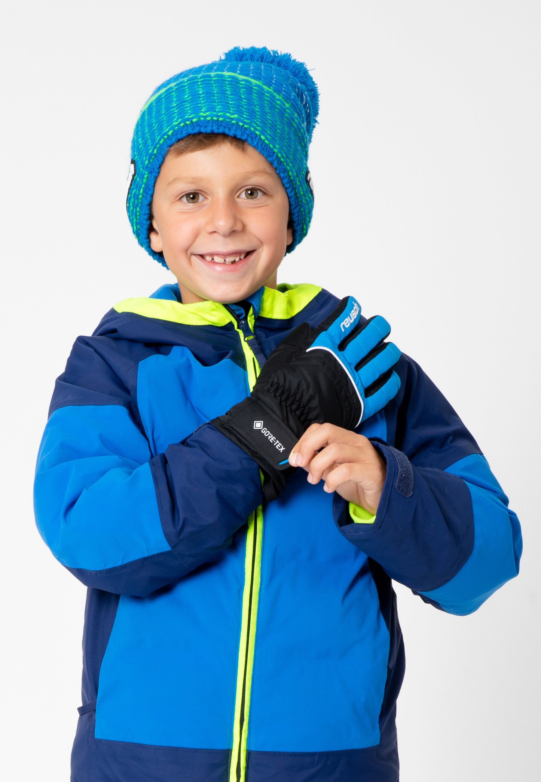 wasserdichter Funktionsmembran blau-schwarz Skihandschuhe Reusch Teddy mit GORE-TEX