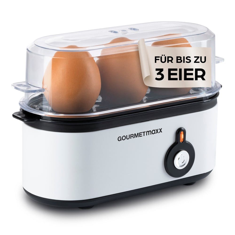 GOURMETmaxx Яйцеварки für 3 Eier 210W weiß, 210 W, mit Messbecher & Eierstecher - kompakt