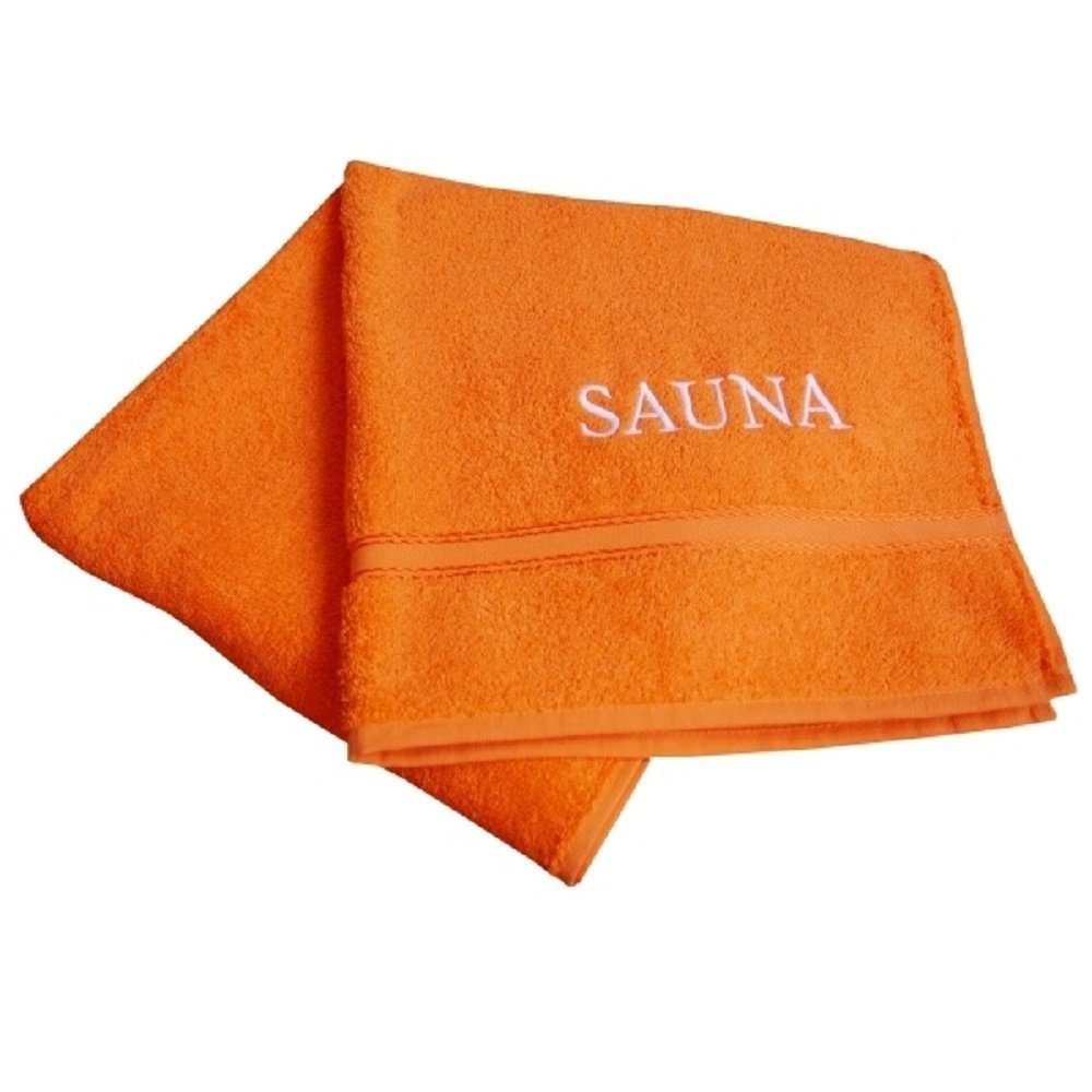 framsohn frottier Saunatuch framsohn Walkfrottier- Saunatuch mit Stick 'SAUNA' 67 x 200 cm, (1-St) Orange