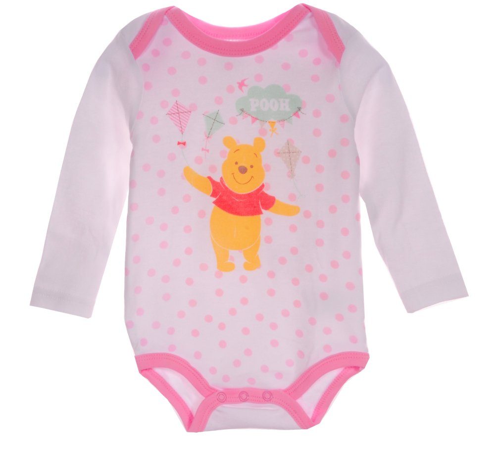 Langarmbody Baby Body für Babys und Kinder in Weiß Rosa gepunktet aus reiner Baumwolle, 62 68 74 80 86 92 98