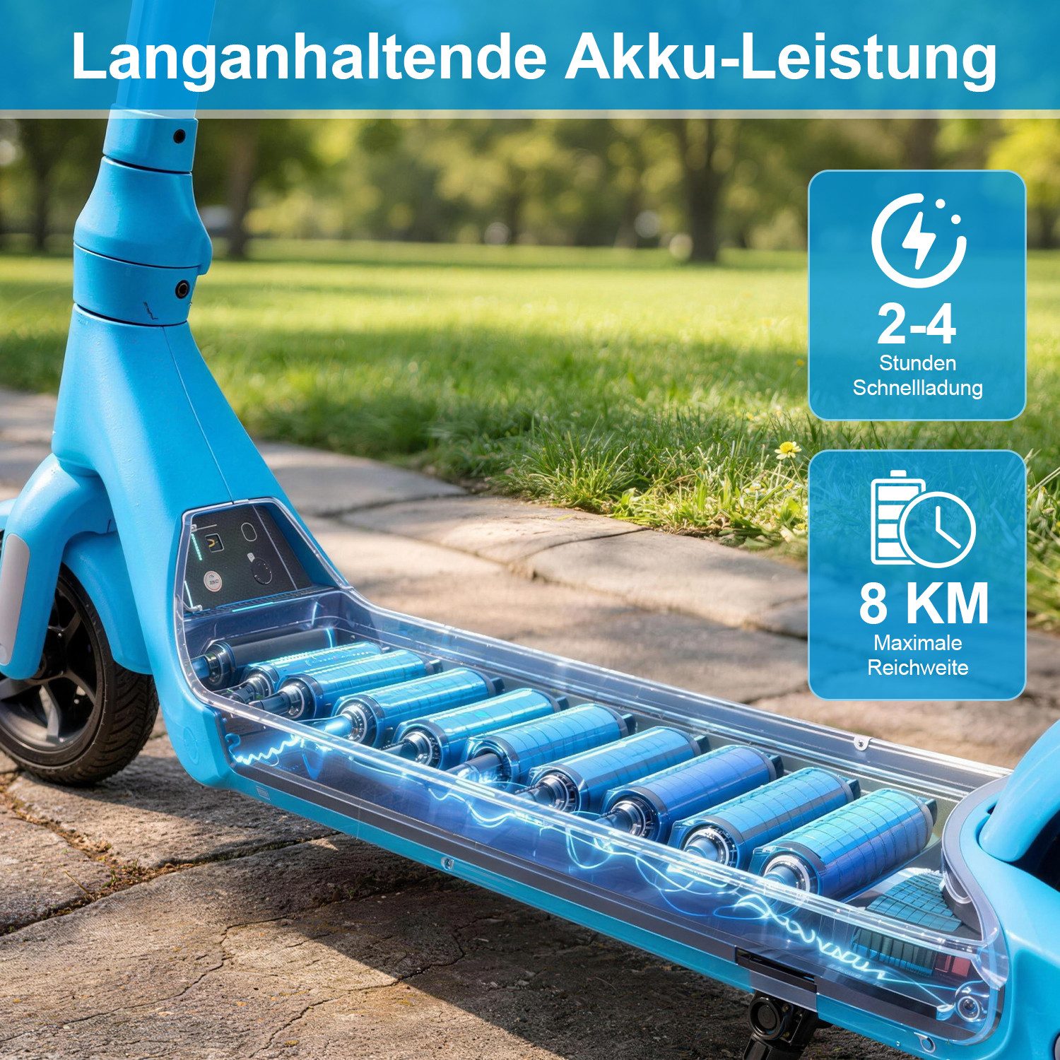 ANYSUN Elektro-Kinderroller Elektroroller für Kinder 6-12 Faltbarer E-Scooter Dual-Bremssystem, Belastbarkeit 50 kg, 6/10/15 km/h, 5-8km, LED-Beleuchtung, Leichtgewicht, Höhenverstellbar