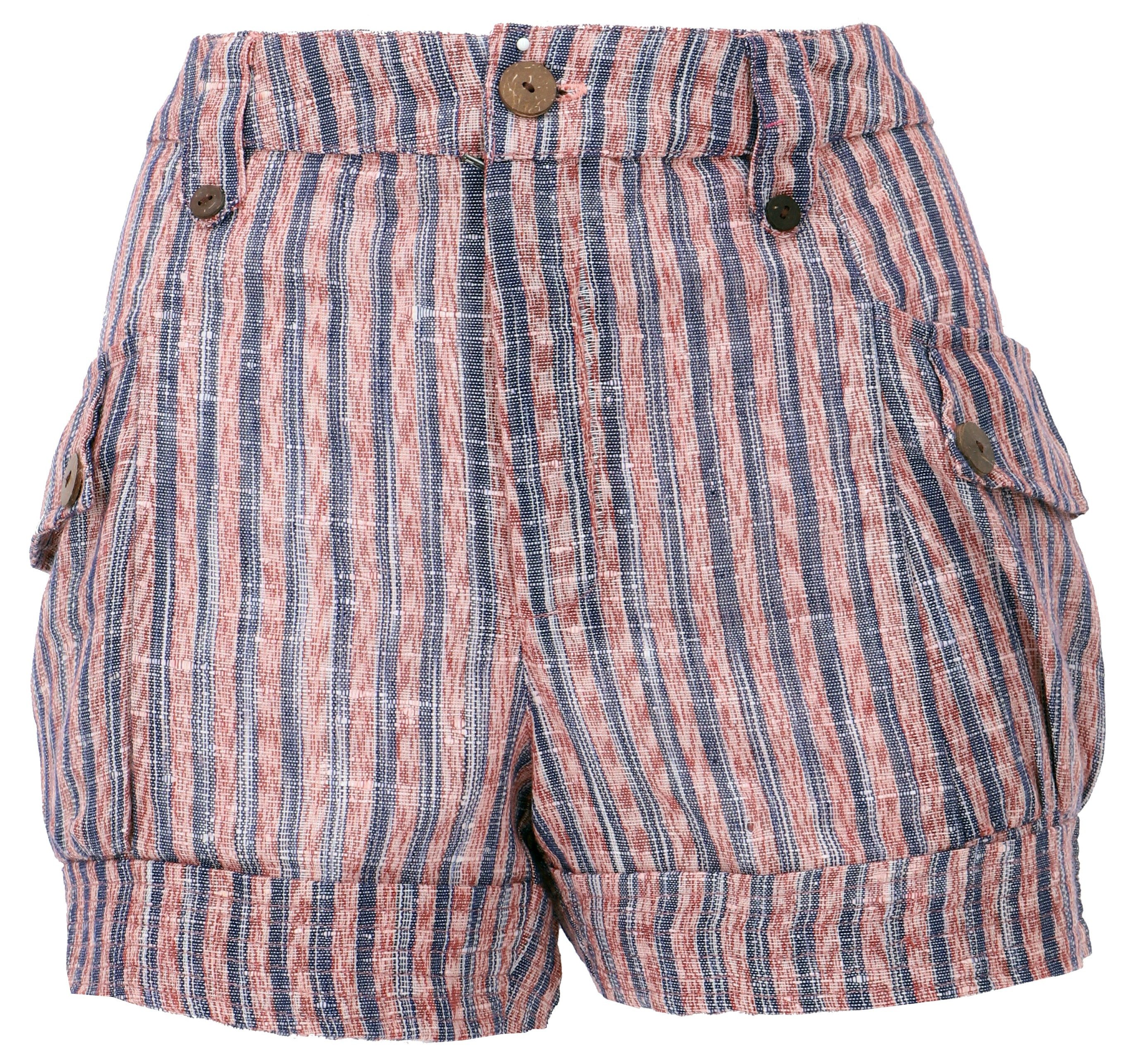 Hose & Shorts Shorts Boho-chic, kurze Khadi Hose - blau/rosa..