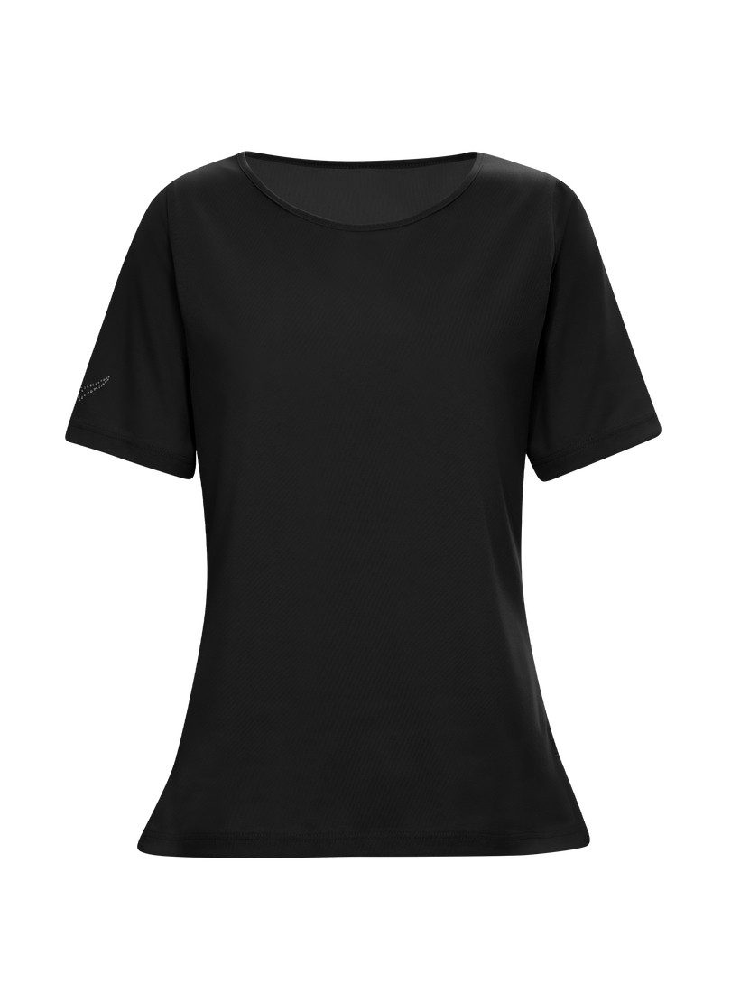 Trigema T-Shirt TRIGEMA T-Shirt DELUXE Baumwolle mit Kristallsteinen (1-tlg)