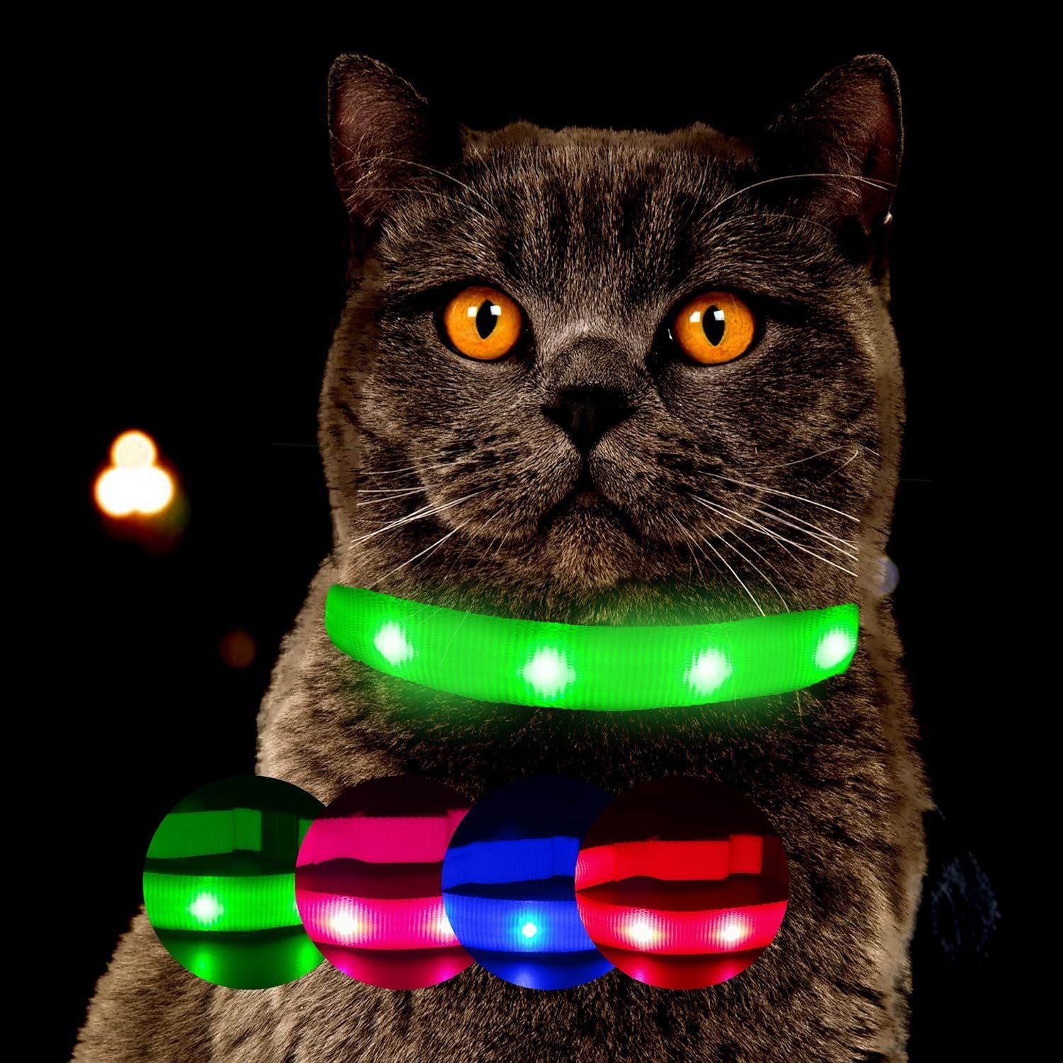 Petsation Katzen-Halsband Leuchthalsband für Katzen [PREMIUM] Leuchtendes LED Katzenhalsband