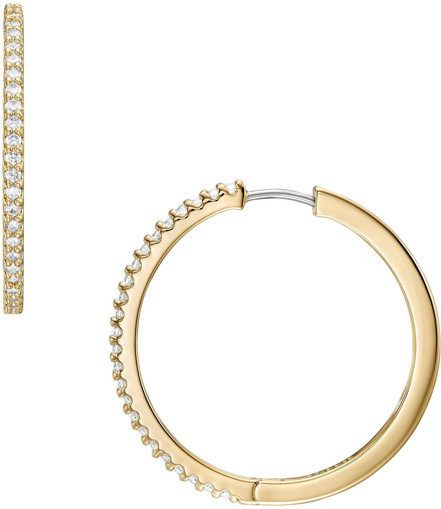 Fossil Paar Creolen Schmuck Metall Ohrringe Ellis, JA7261710, JA7274040, mit Zirkonia (synth)