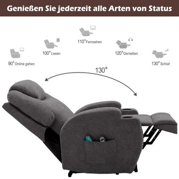 PHOEBE CAT TV-Sessel (Liegefunktion, Wärmefunktion und Vibrationsmassage), Fernsehsessel mit Aufstehhilfe, bis zu 130 kg belastbar