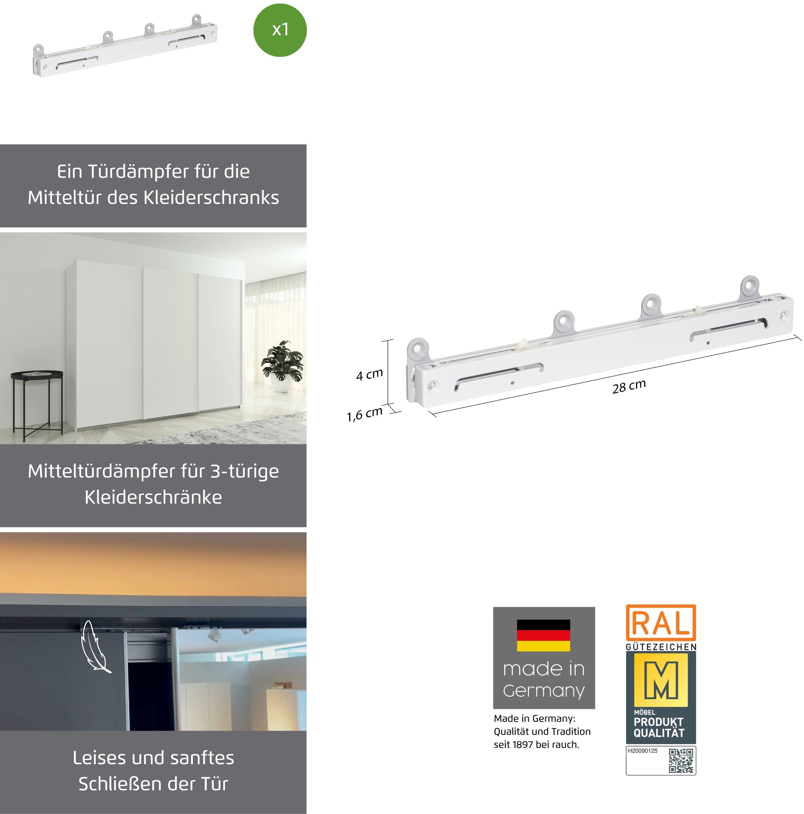 rauch Schwebetürselbsteinzug Soft-Close Zubehör Kleiderschrank Türdämpfer, günstig online kaufen