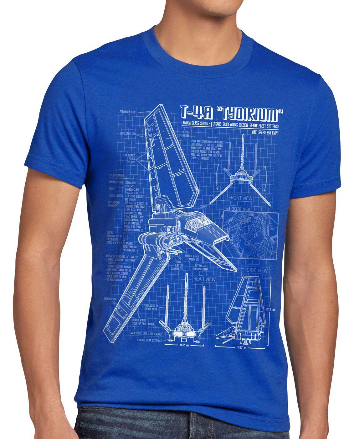 style3 Print-Shirt Herren T-Shirt Tydirium Lambda T-4A Shuttle blaupause raumfähre