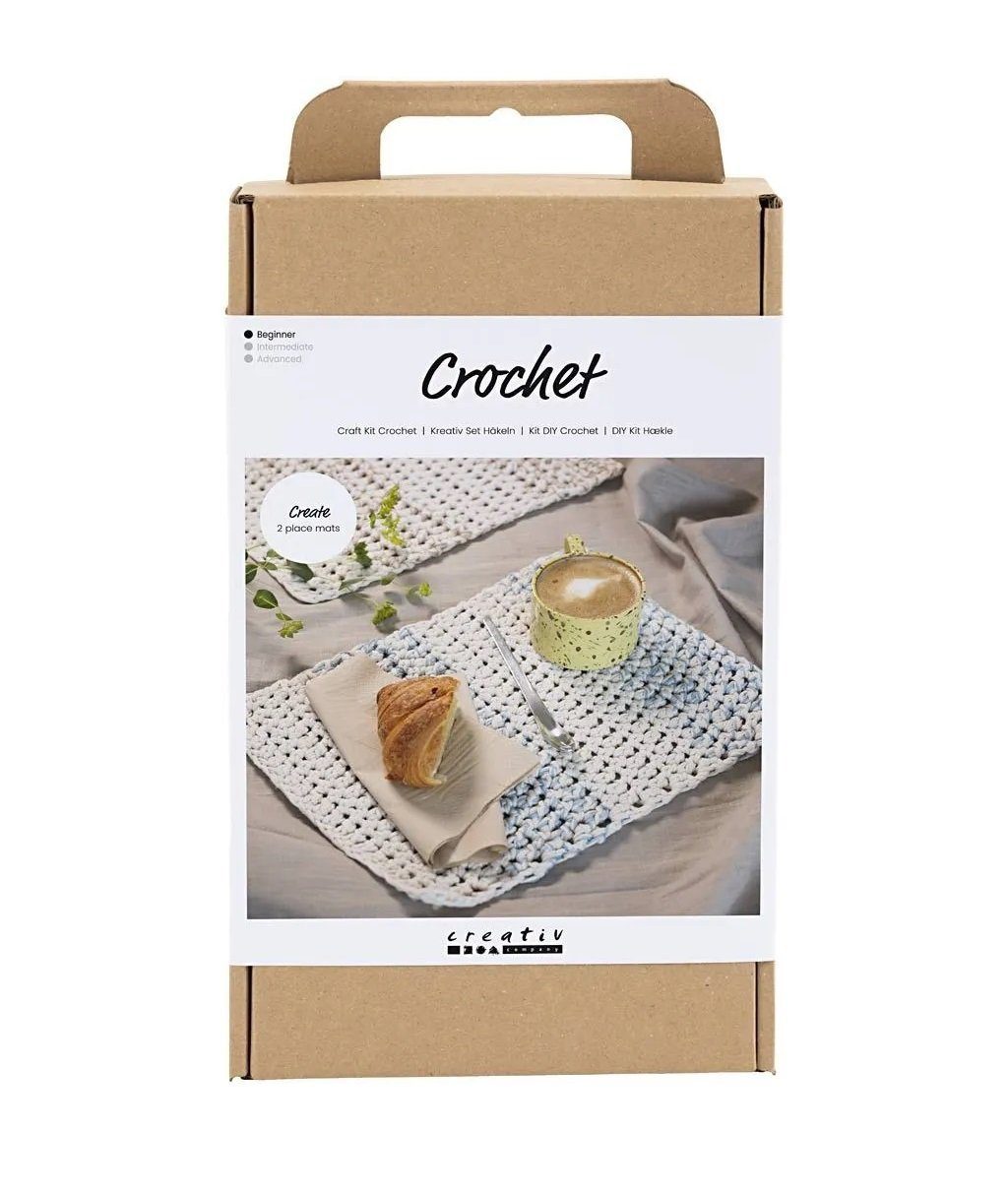 creativ company Kreativset Bastelset Häkeln - Tischset Untersetzer, schicke Häkelarbeiten selber erlernen - Ideal für Erwachsene