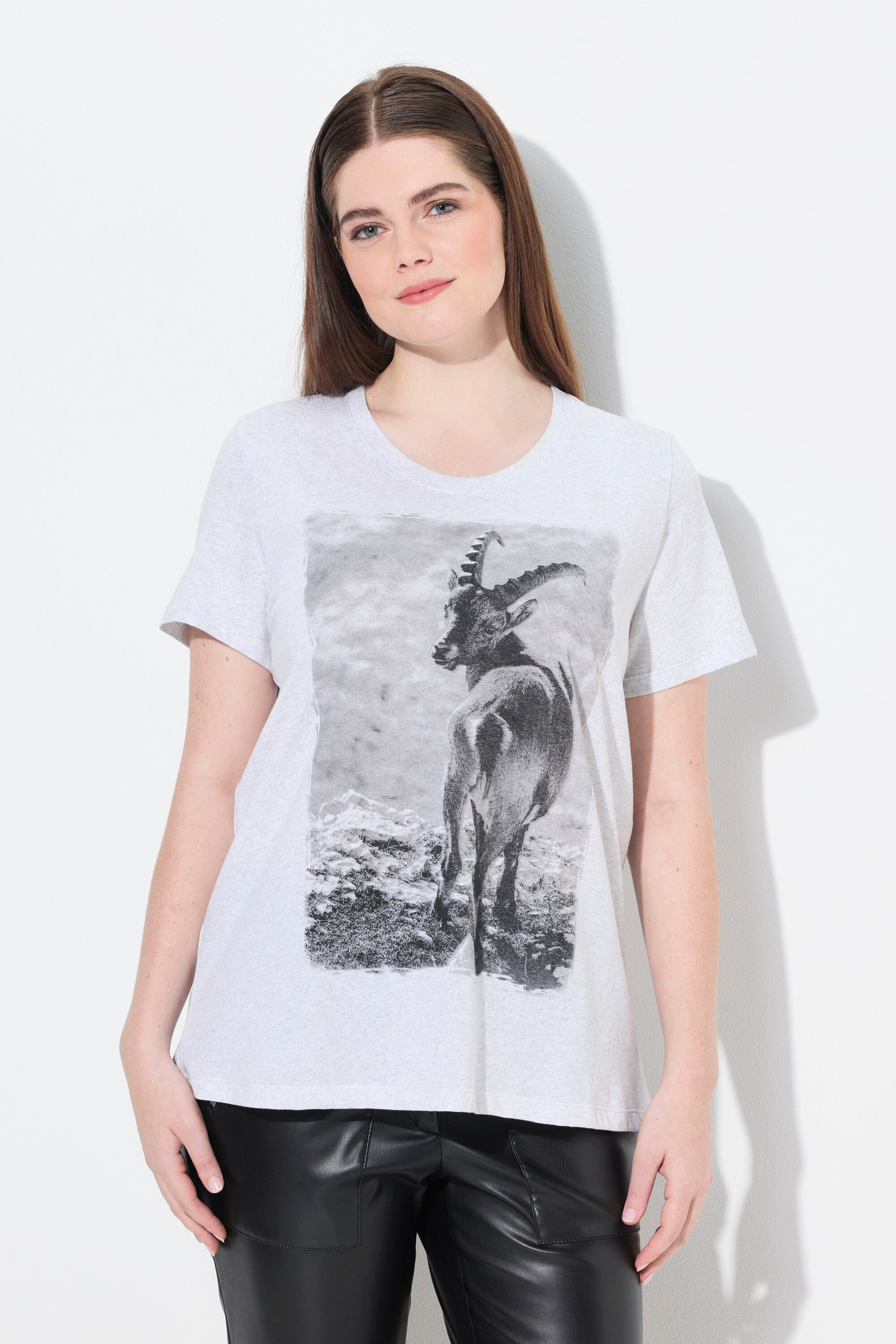 Ulla Popken T-Shirt T-Shirt Trachtenmotiv Classic Rundhals Halbarm günstig online kaufen