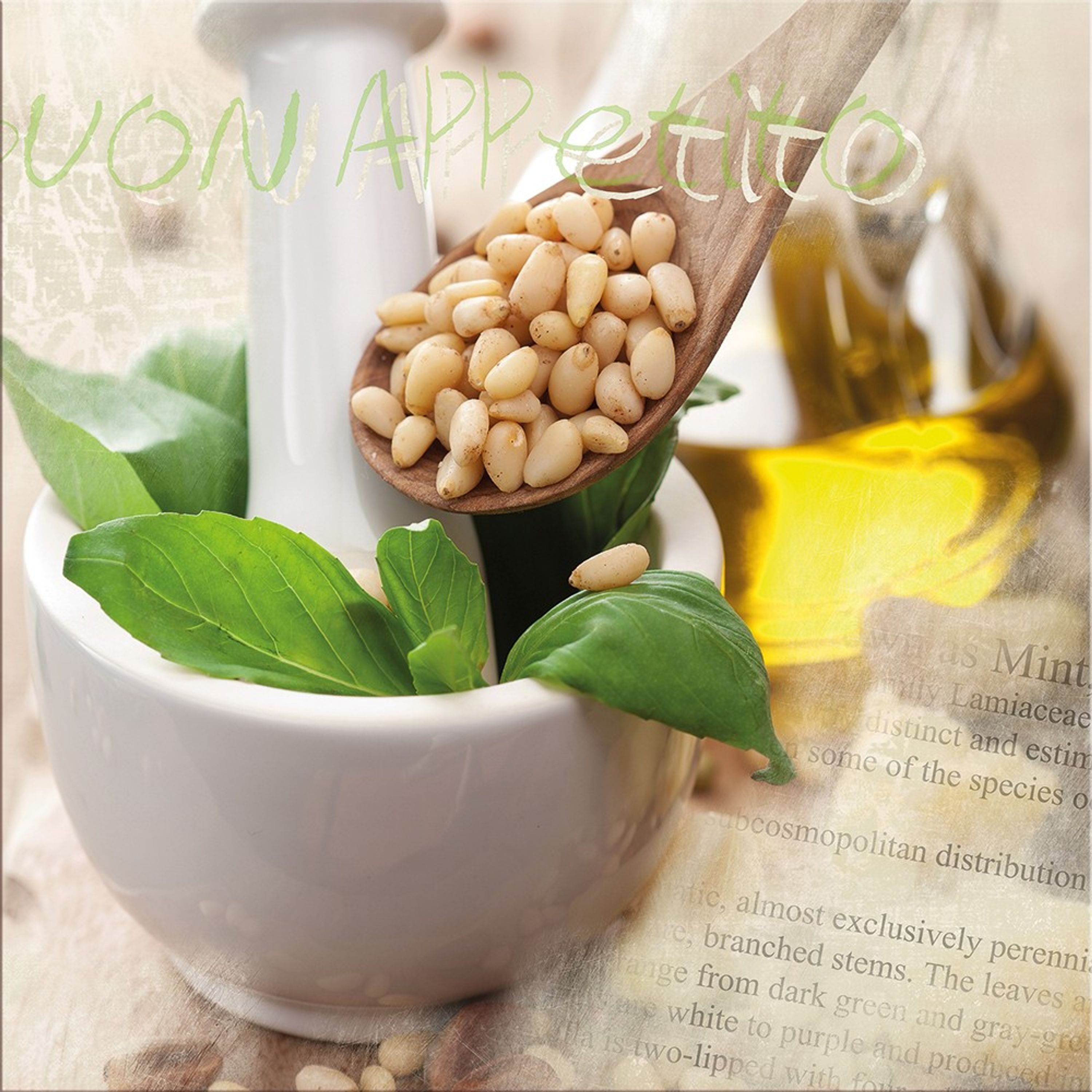 artissimo Deco-Panel Wandbild grün / 30x30cm / Deko Küche modern / Bild / Küchenbild Minze, Küchenbild: Buon Appetito II