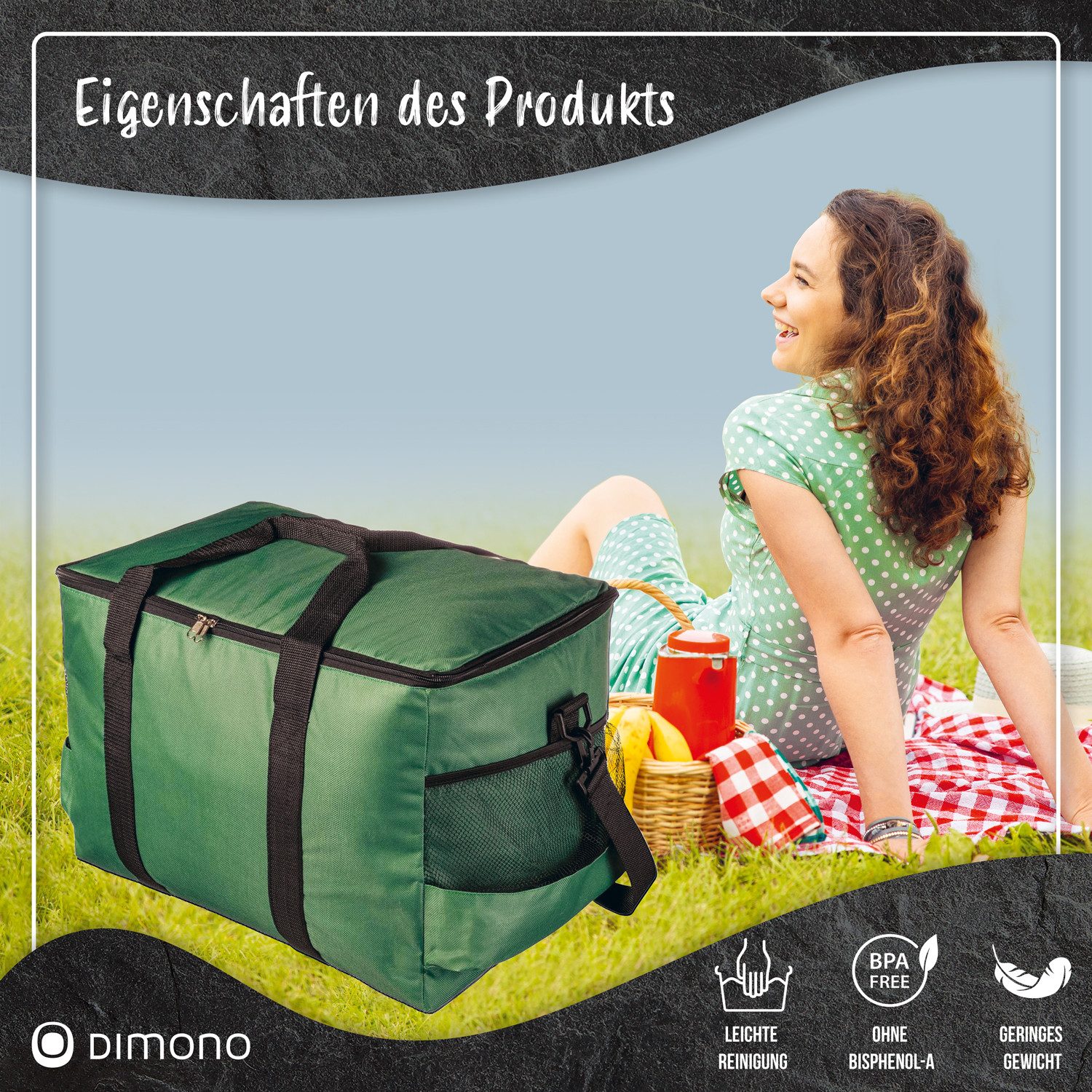 Goods+Gadgets Thermobehälter Kühltasche wasserdicht Thermobehälter Isoliertasche Camping & Picknick, Polyestergewebe, (XXL, Isotasche), Camping-Tasche Wärmetasche
