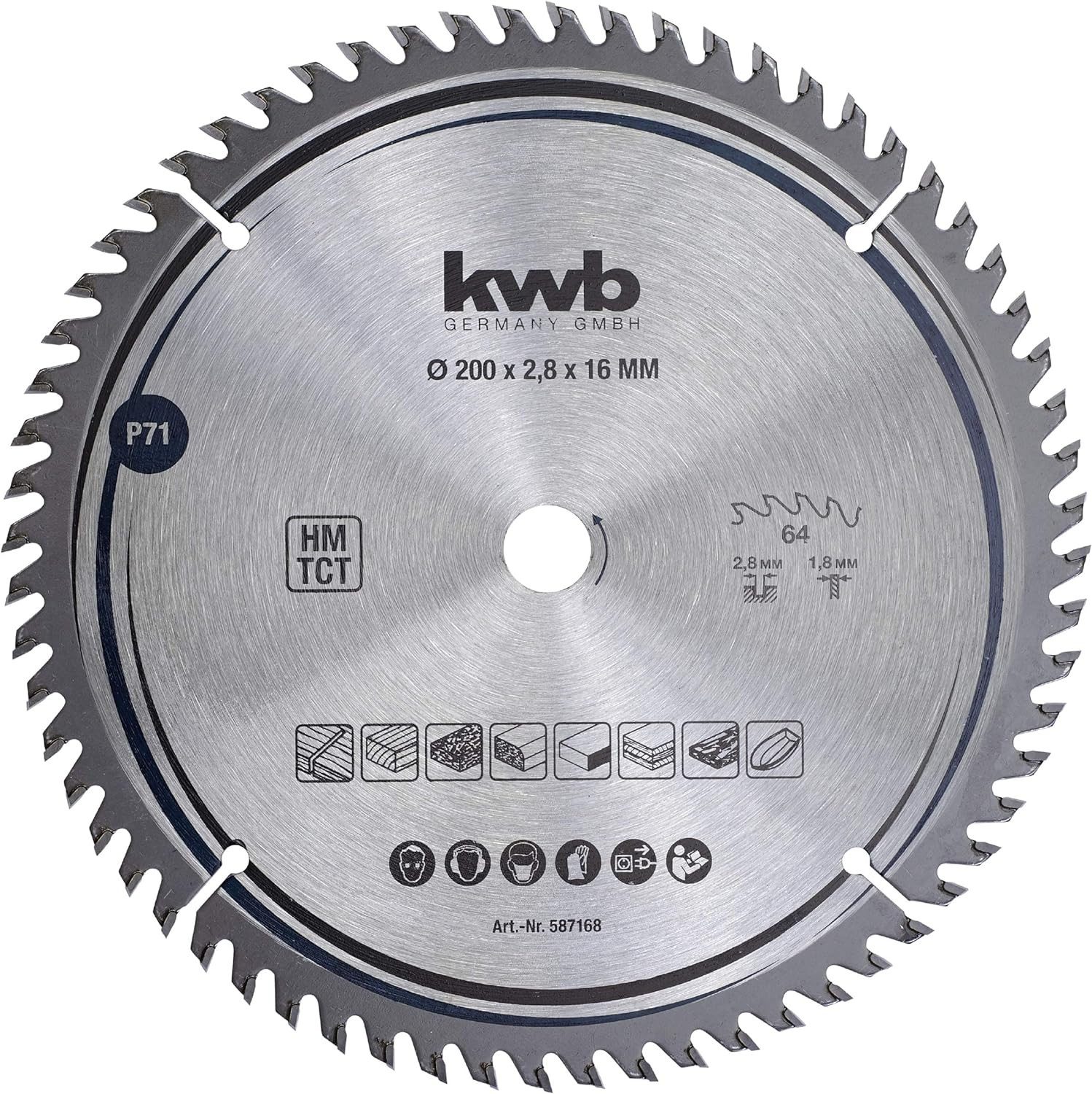 kwb Kreissägeblatt, kwb Kreissägeblatt 200 x 16 mm, sehr feiner Schnitt, Sägeblatt geeigne