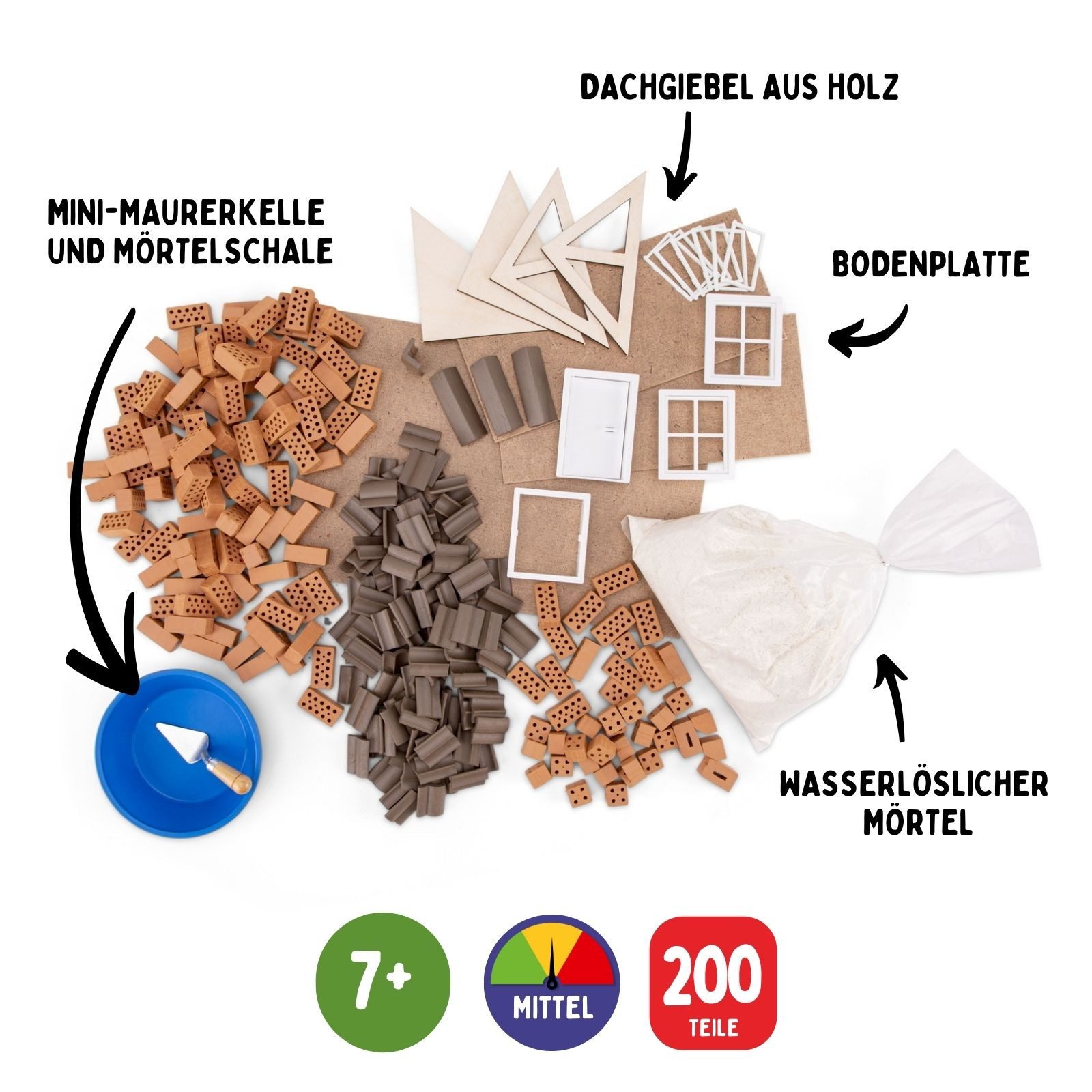 teifoc Fachwerkhaus Steinbaukasten, (nachhaltig & vegan, 200 St., Made in Germany), Bastelset für Kinder
