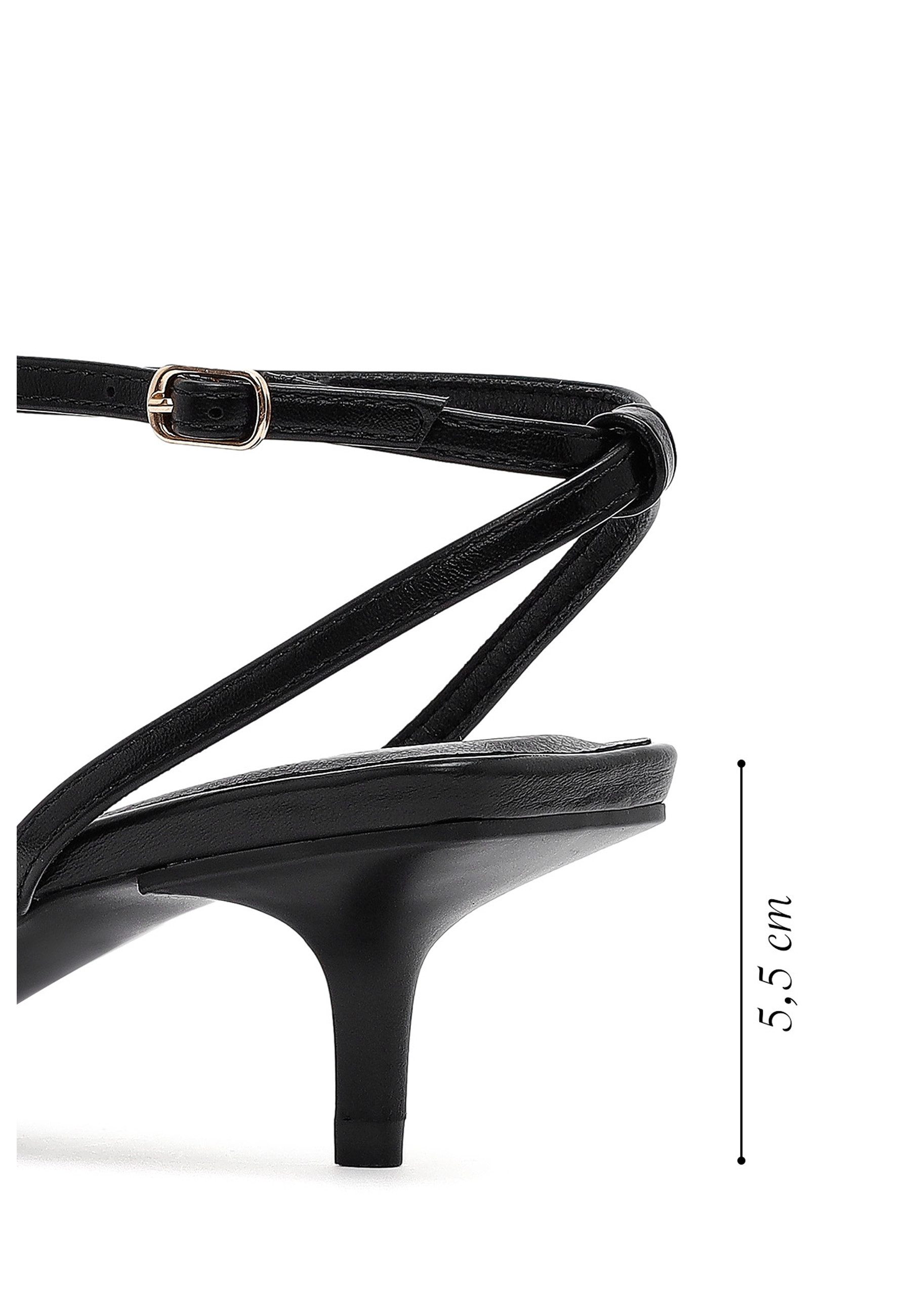 Derimod Sandaletten aus Kunstleder mit mittlerem Absatz Sandale Kunstleder, Knöchelriemen, Kitten-Heel-Absatz, TPU-Sohle