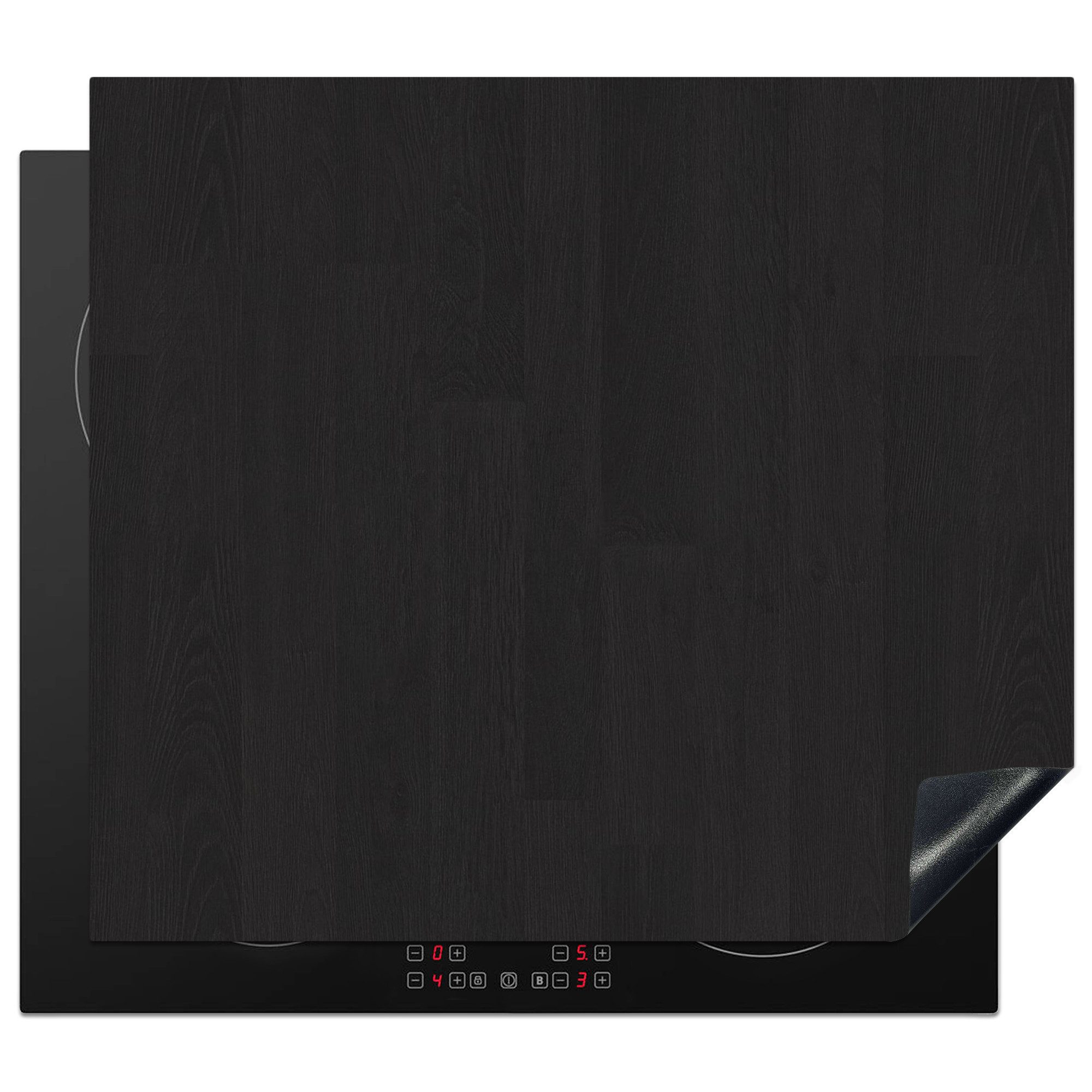 MuchoWow Herd-Abdeckplatte Regal - Schwarz - Muster, Vinyl, (1 tlg), Küche Herdabdeckplatte Ceranfeld Vinyl Einteilig, 59x52 cm