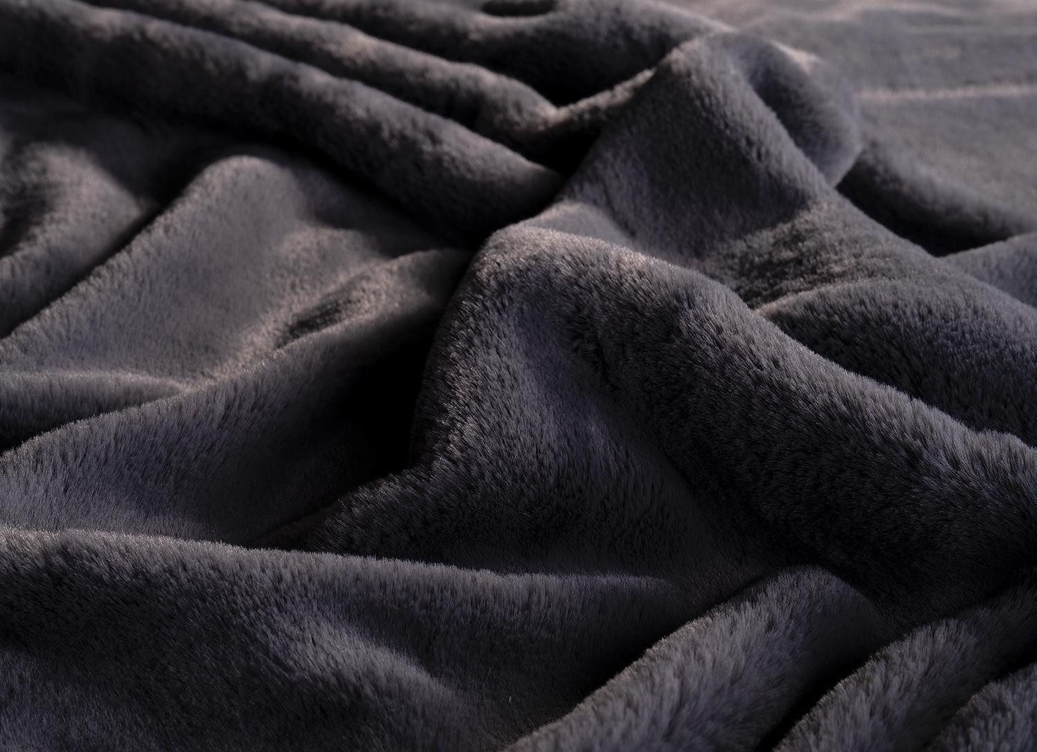 Wohndecke, 150 x 200 cm, Anthrazit, Polyester, Home4You, Waschbar bis 30 °C