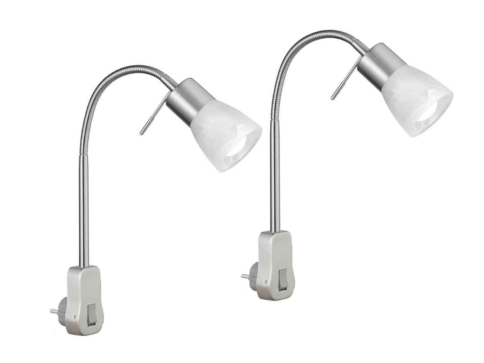 TRIO Leuchten LED Steckdosenleuchte, Dimmfunktion, LED wechselbar, Warmweiß, 2er SET Wand-lampe mit Schalter Leselampe Nachttischlampe Bett H: 40cm