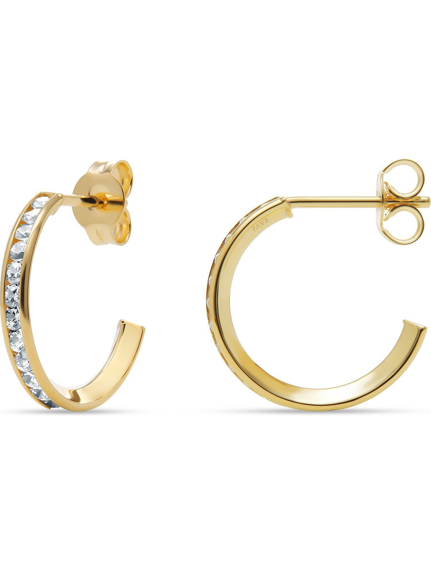 FAVS Paar Creolen FAVS Damen-Creolen 375er Gelbgold 36 Zirkonia (Paar)