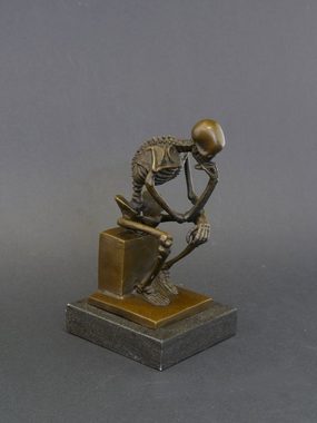 AFG Dekoobjekt Bronze Figur Der Denker Skelett auf edlem Marmorsockel