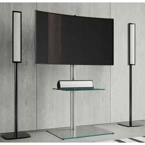 VCM TV Standfuß Alu Rack Fernseh Glas Alani Fachboden TV-Ständer, (1-tlg)