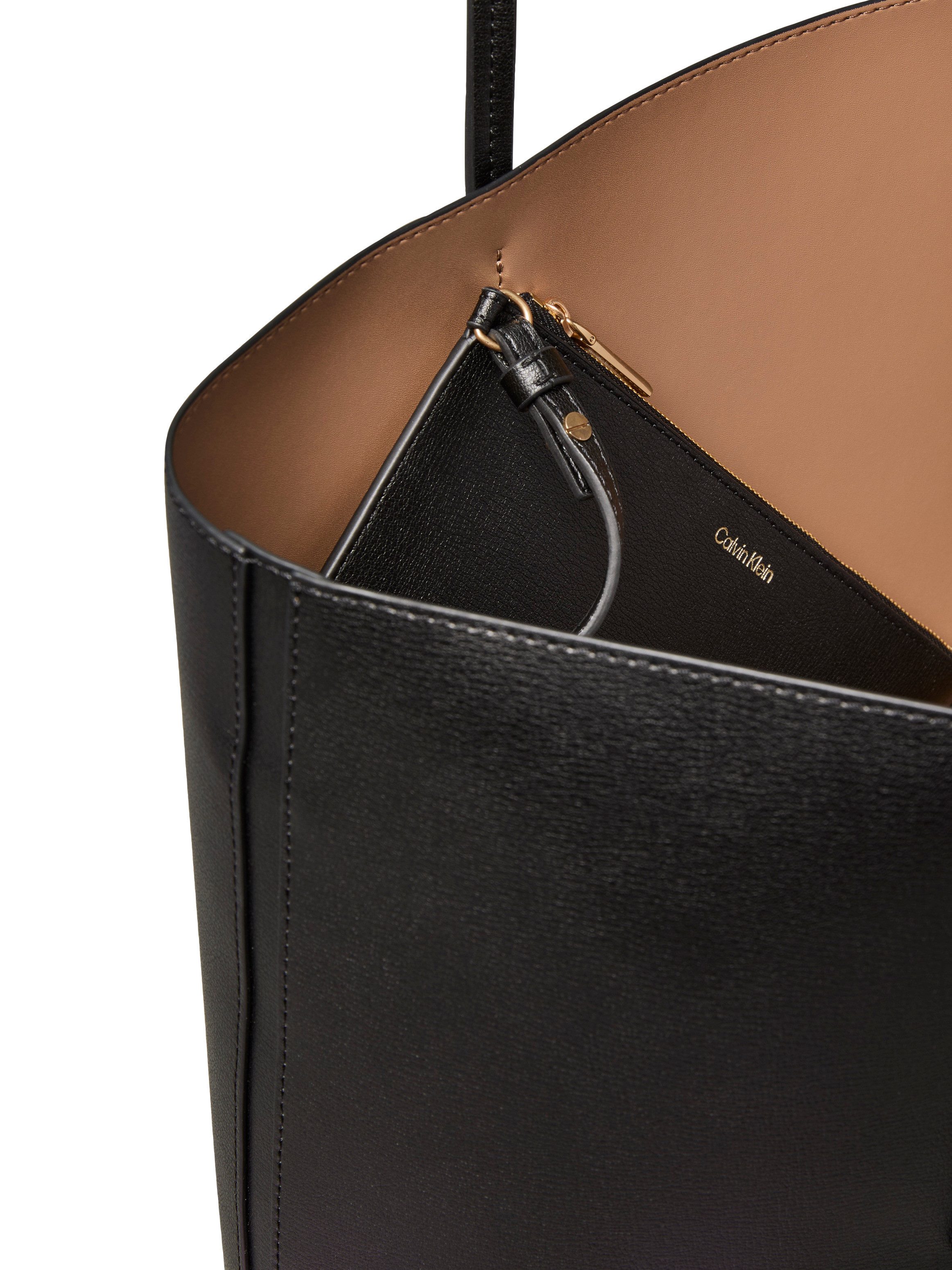 Calvin Klein Henkeltasche FOIL LOGO TOTE W/POUCH (2-tlg), Damen-Schultertasche mit Reißverschluss-Tasche – Bild 5 von 5