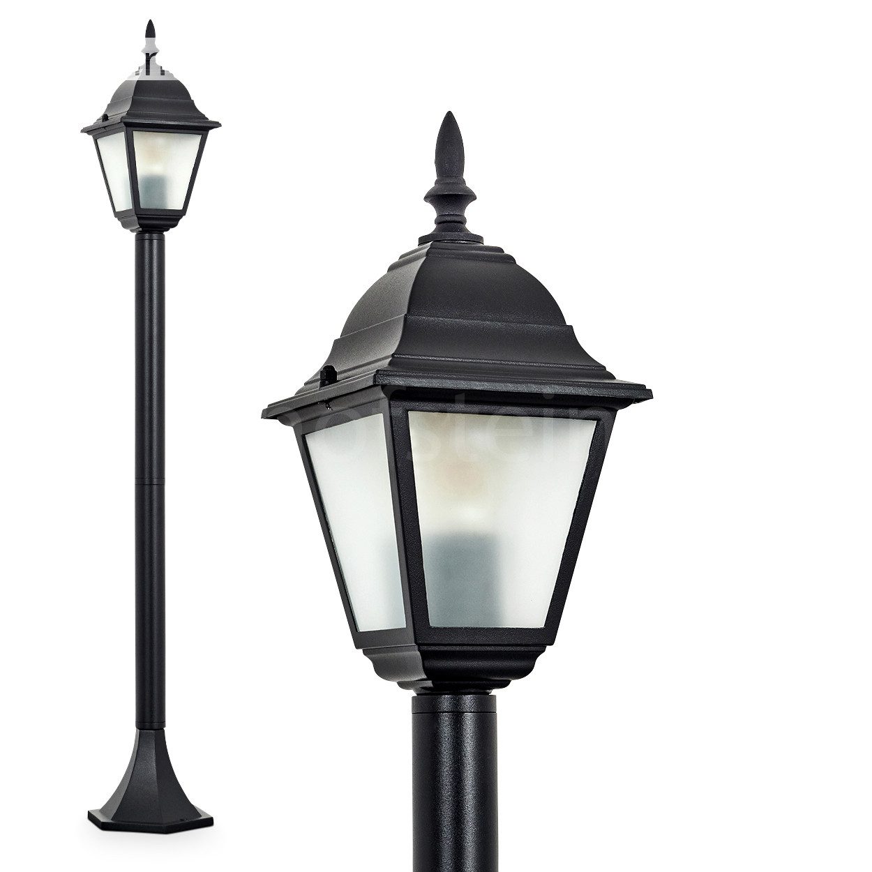 hofstein Pollerleuchte Wegeleuchte aus Metall/Glas in Schwarz/Milchglas, ohne Leuchtmittel, Außenleuchte, Gartenbeleuchtung IP44, 1x E27, ohne Leuchtmittel